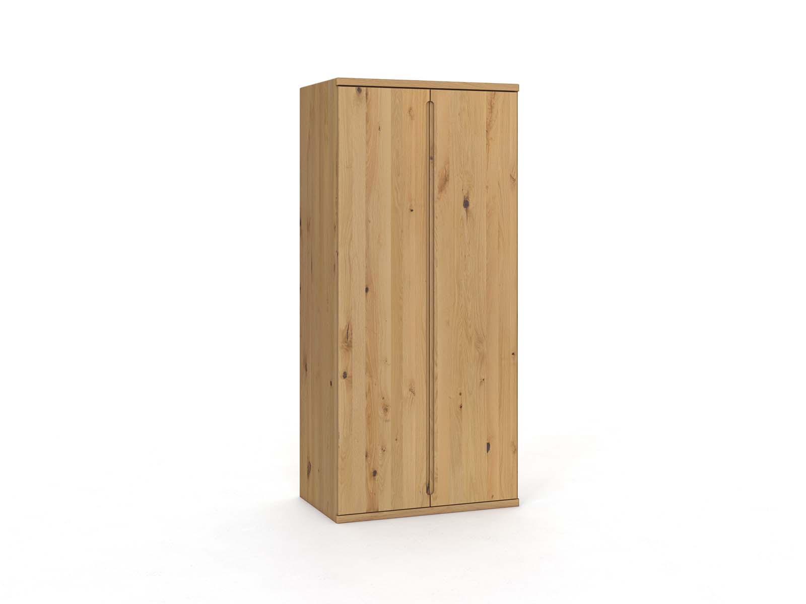 Wildeichenschrank Hell „Valentin“, 2-türig, Höhe 220 cm, Griffausführung „Lukas“
