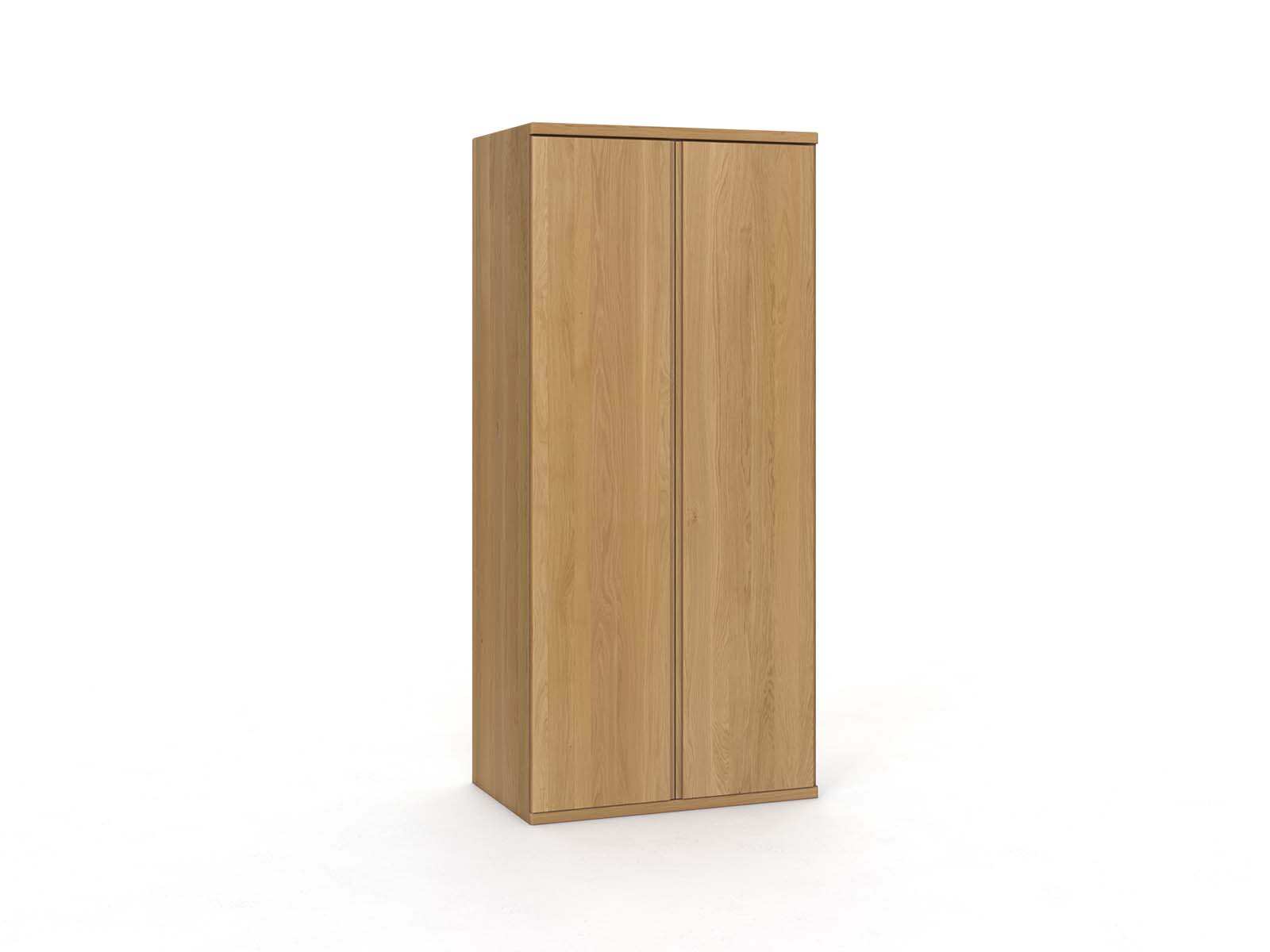 Eichenschrank Hell „Valentin“, 2-türig, Höhe 220 cm, Griffausführung „Patrizia“