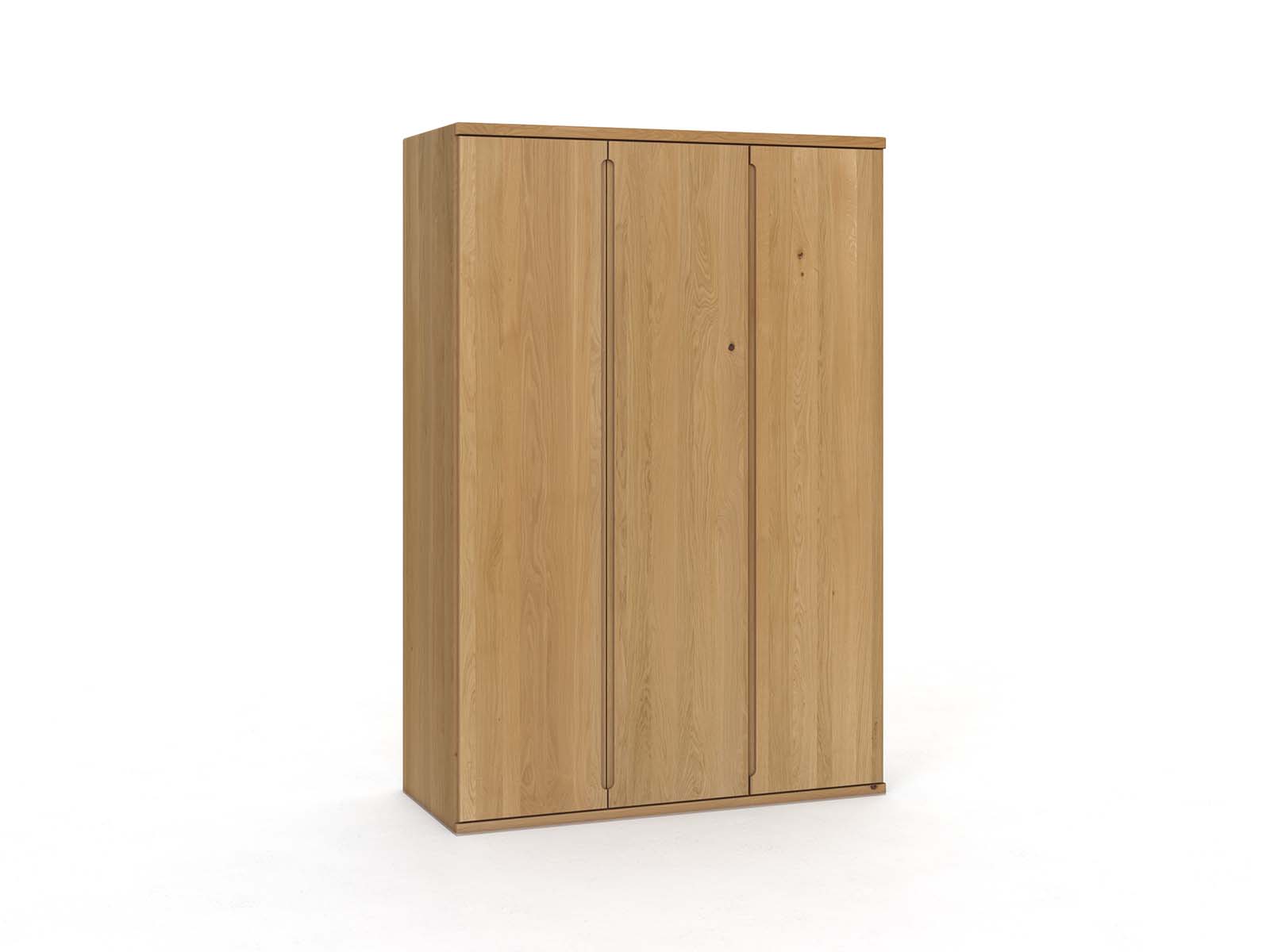 Eichenschrank Hell „Valentin“, 3-türig, Höhe 220 cm, Griffausführung „Lukas“
