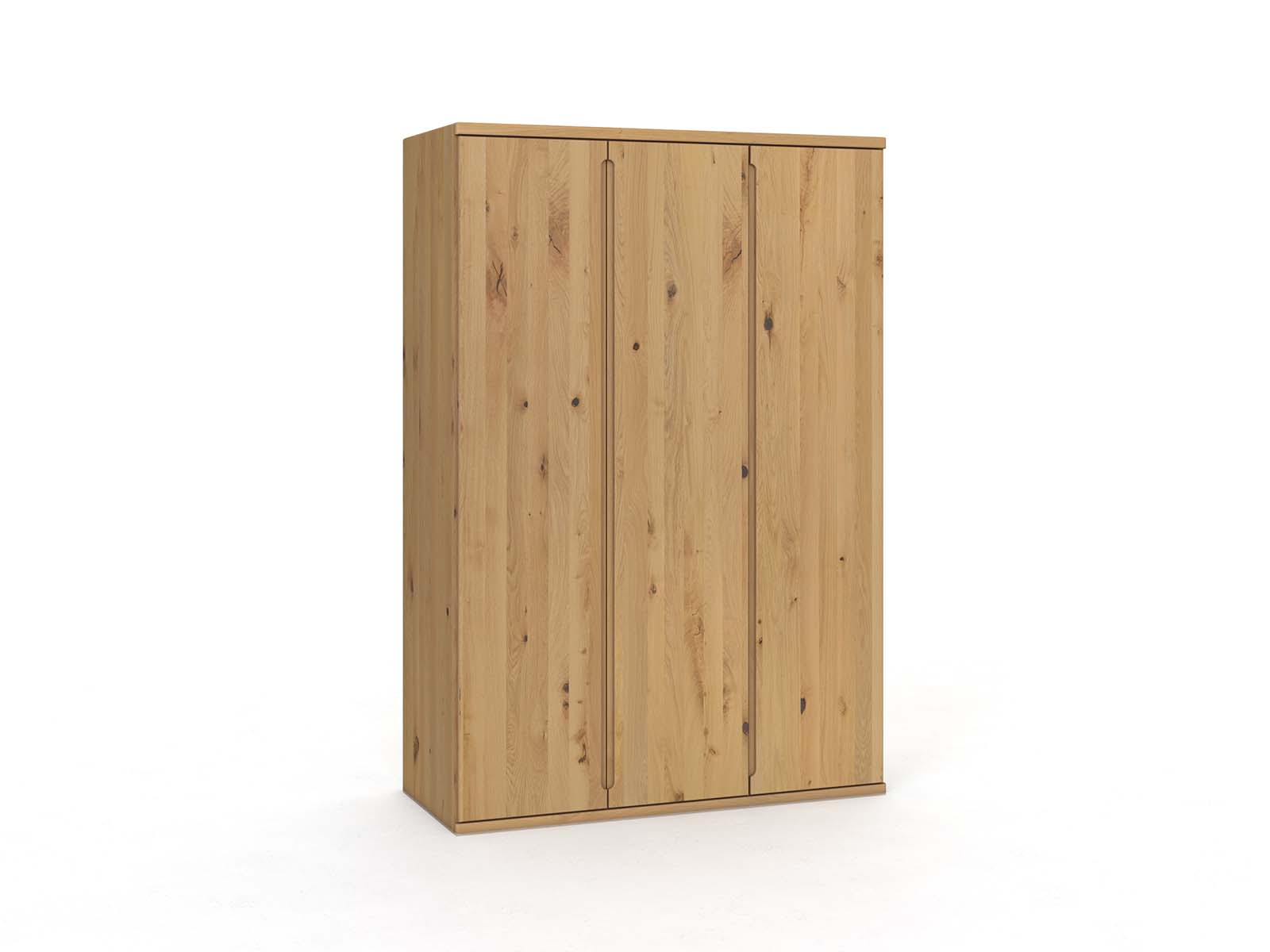 Wildeichenschrank Hell „Valentin“, 3-türig, Höhe 220 cm, Griffausführung „Lukas“
