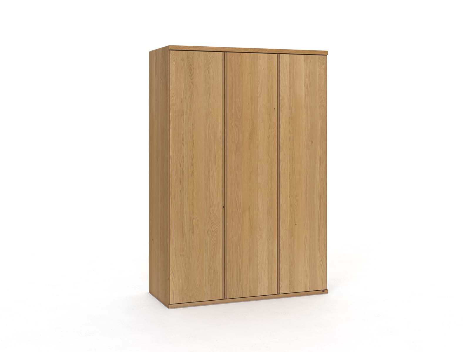 Eichenschrank Hell „Valentin“, 3-türig, Höhe 220 cm, Griffausführung „Patrizia“