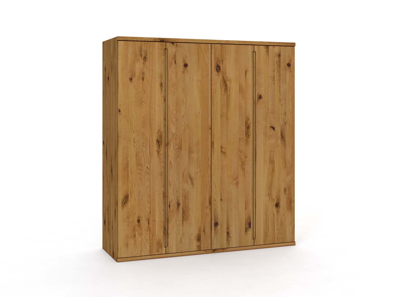 Wildeichenschrank „Valentin“, 4-türig, Höhe 220 cm, Griffausführung „Lukas“