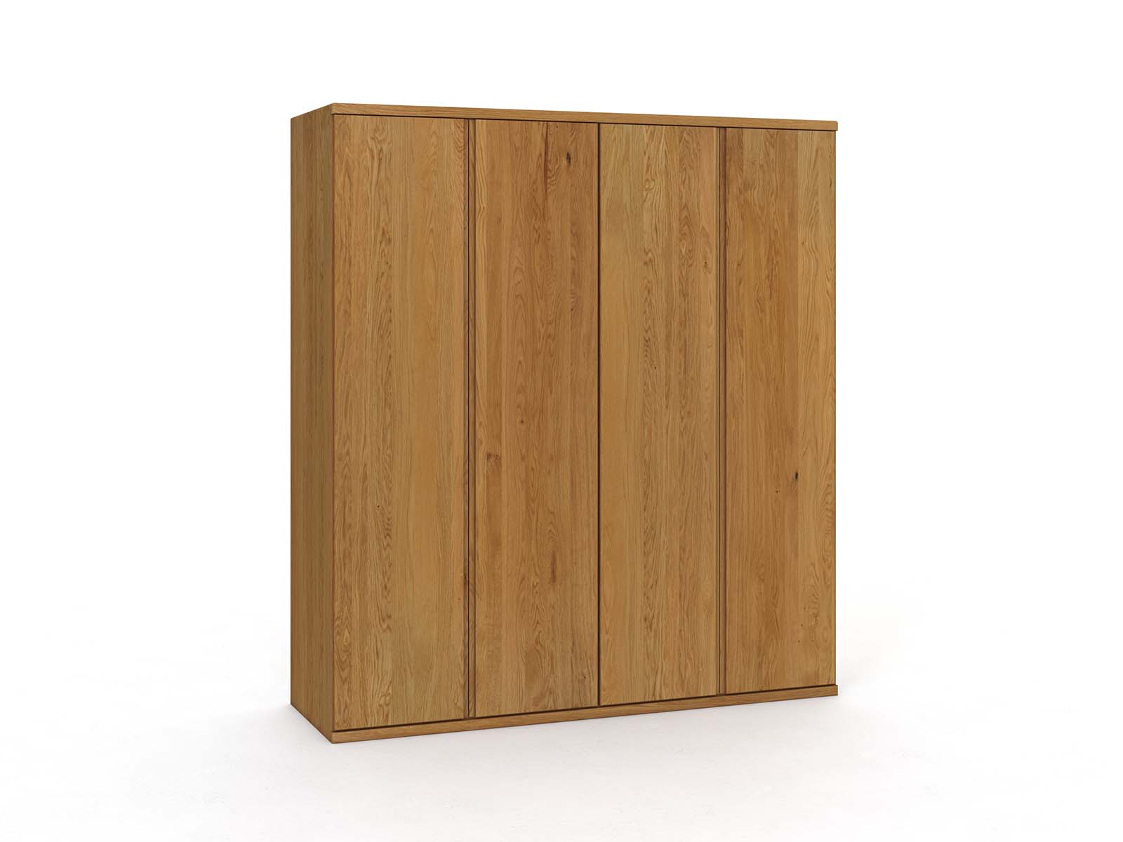 Massivholzschrank „Valentin“, 4-türig, Höhe 220 cm, Griffausführung „Patrizia“