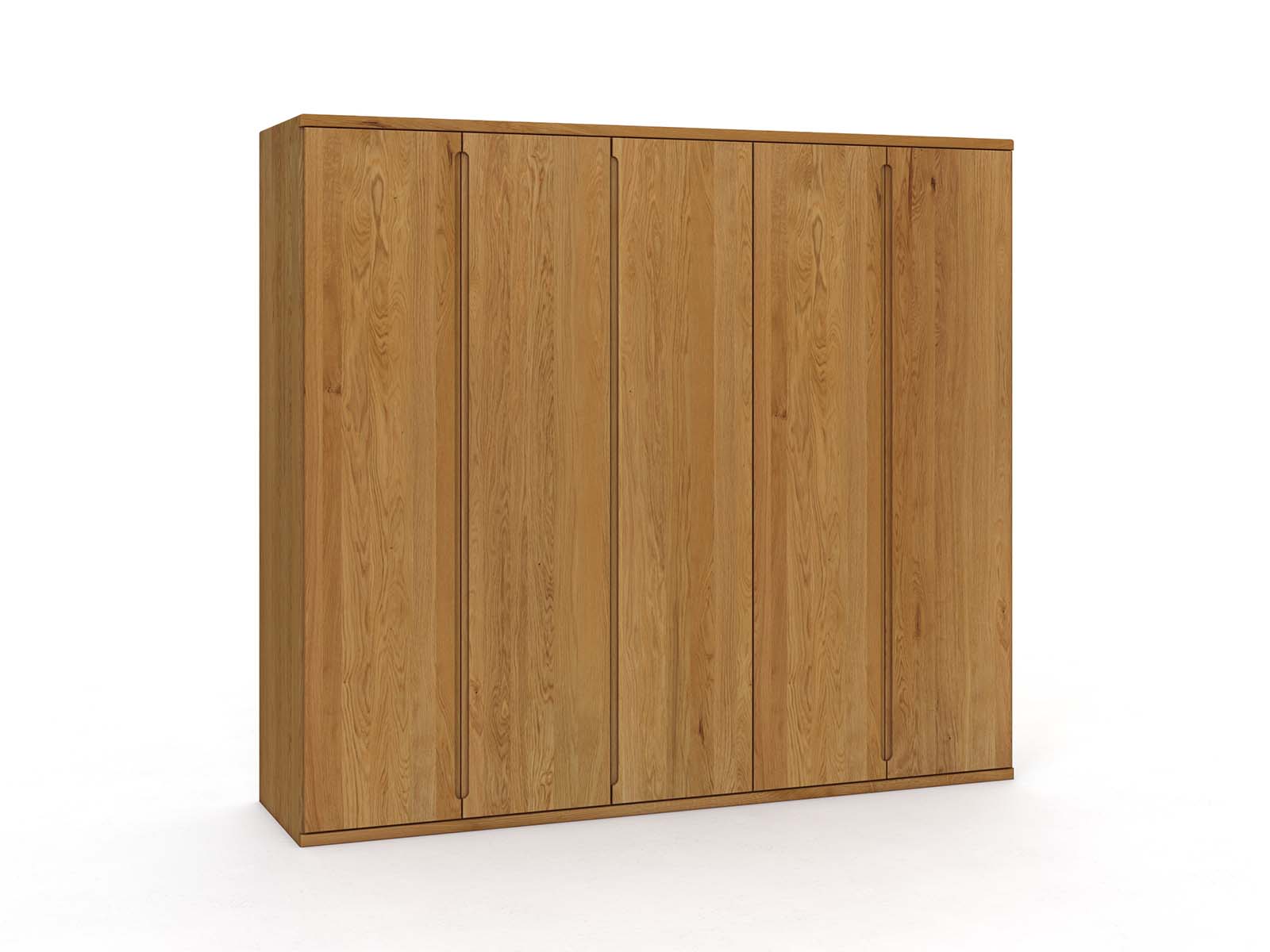 Eichenschrank „Valentin“, 5-türig, Höhe 220 cm, Griffausführung „Lukas“