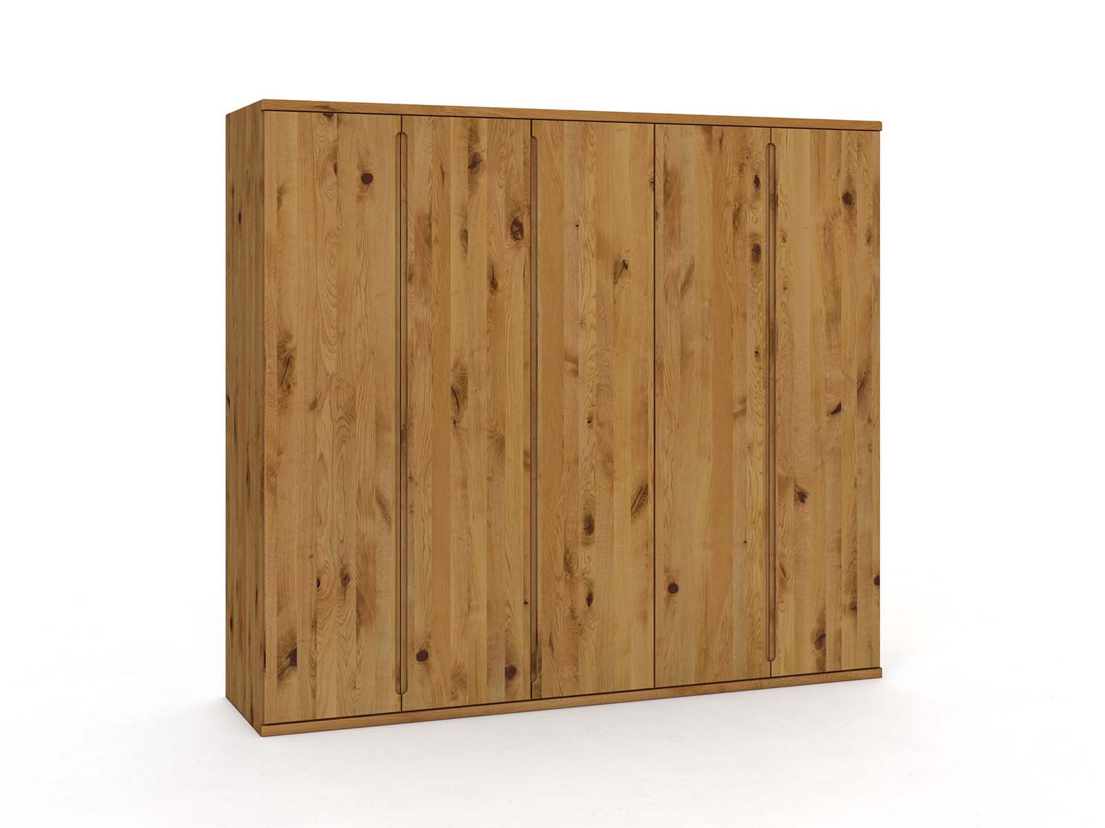 Wildeichenschrank „Valentin“, 5-türig, Höhe 220 cm, Griffausführung „Lukas“