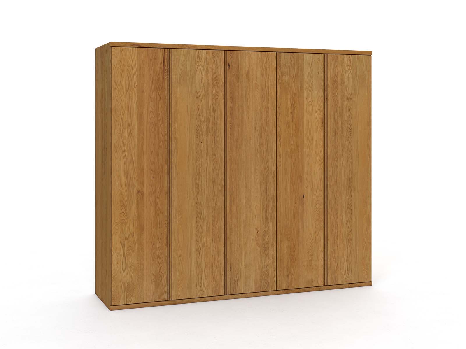 Massivholzschrank „Valentin“, 5-türig, Höhe 220 cm, Griffausführung „Patrizia“