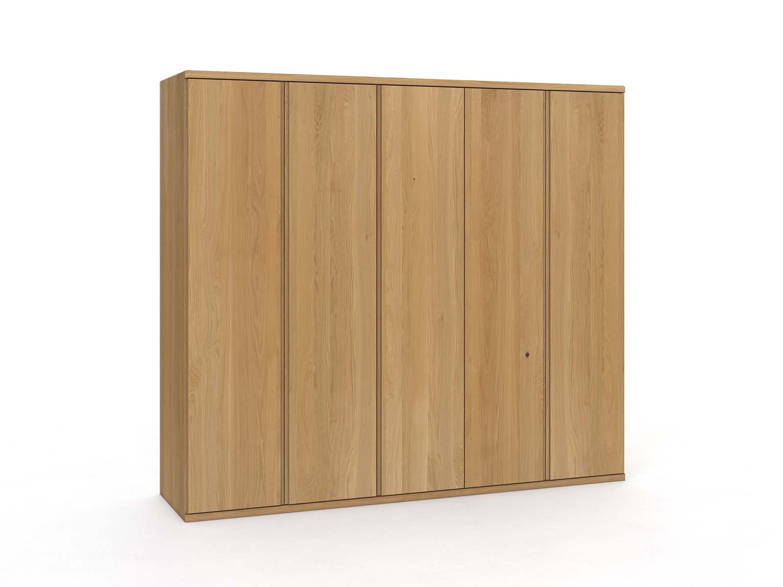Eichenschrank Hell „Valentin“, 5-türig, Höhe 220 cm, Griffausführung „Patrizia“