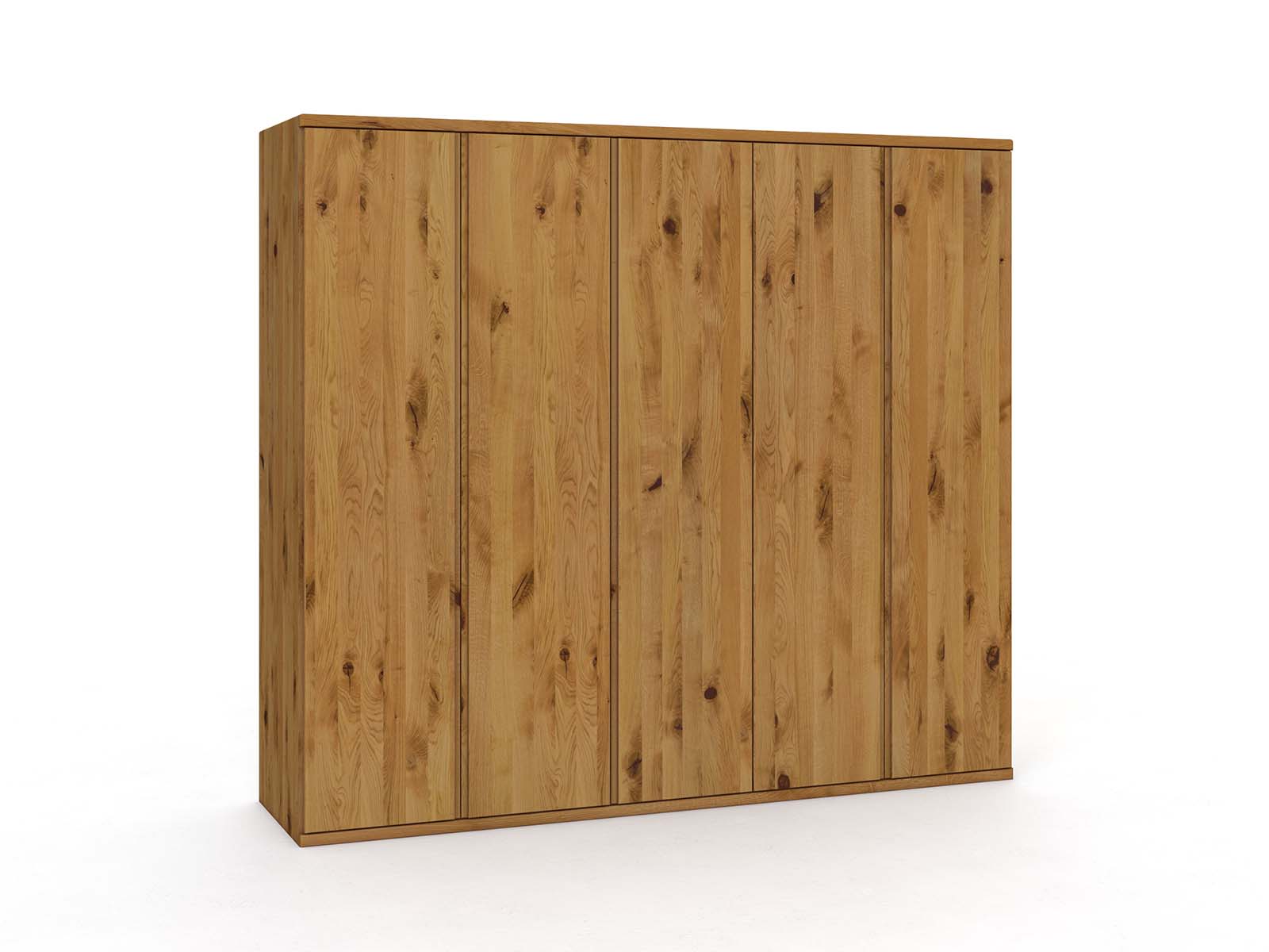 Wildeichenschrank „Valentin“, 5-türig, Höhe 220 cm, Griffausführung „Patrizia“