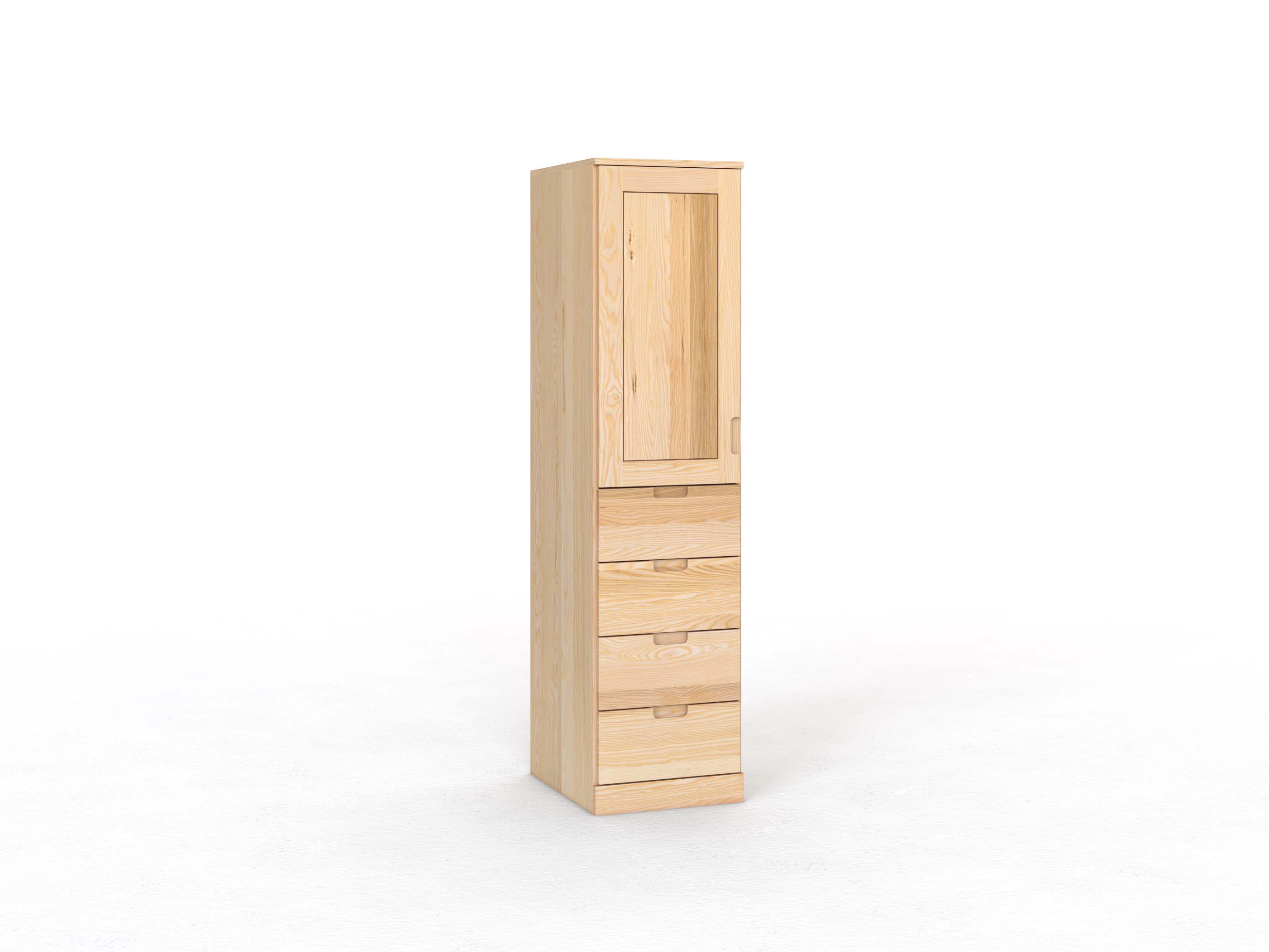 Eschenschrank „Edelweiß“, 1-türig, Höhe 210 cm, Griffleiste C („Lukas"), mit Schubladen, Türanschlag links (optional)