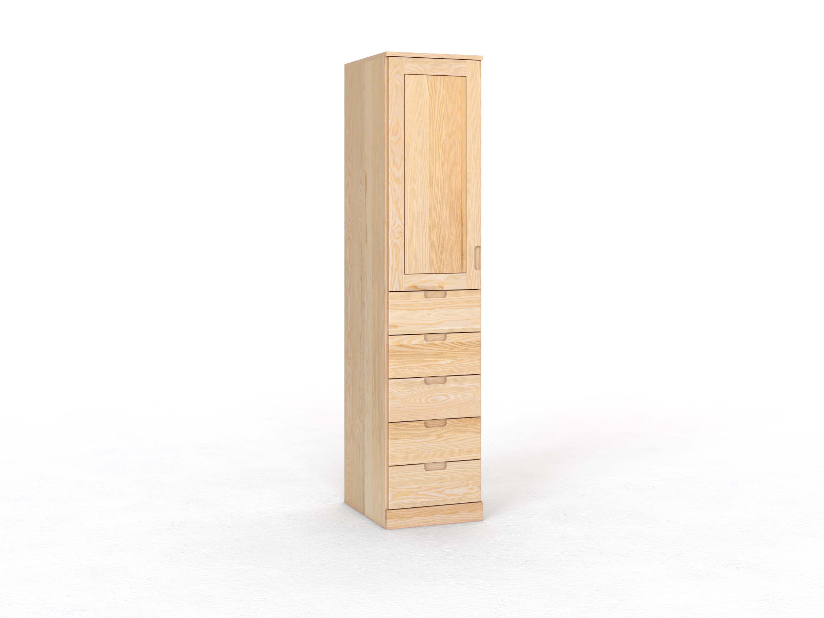 Eschenschrank „Edelweiß“, 1-türig, Höhe 235 cm, Griffleiste C („Lukas"), mit Schubladen, Türanschlag links (optional)