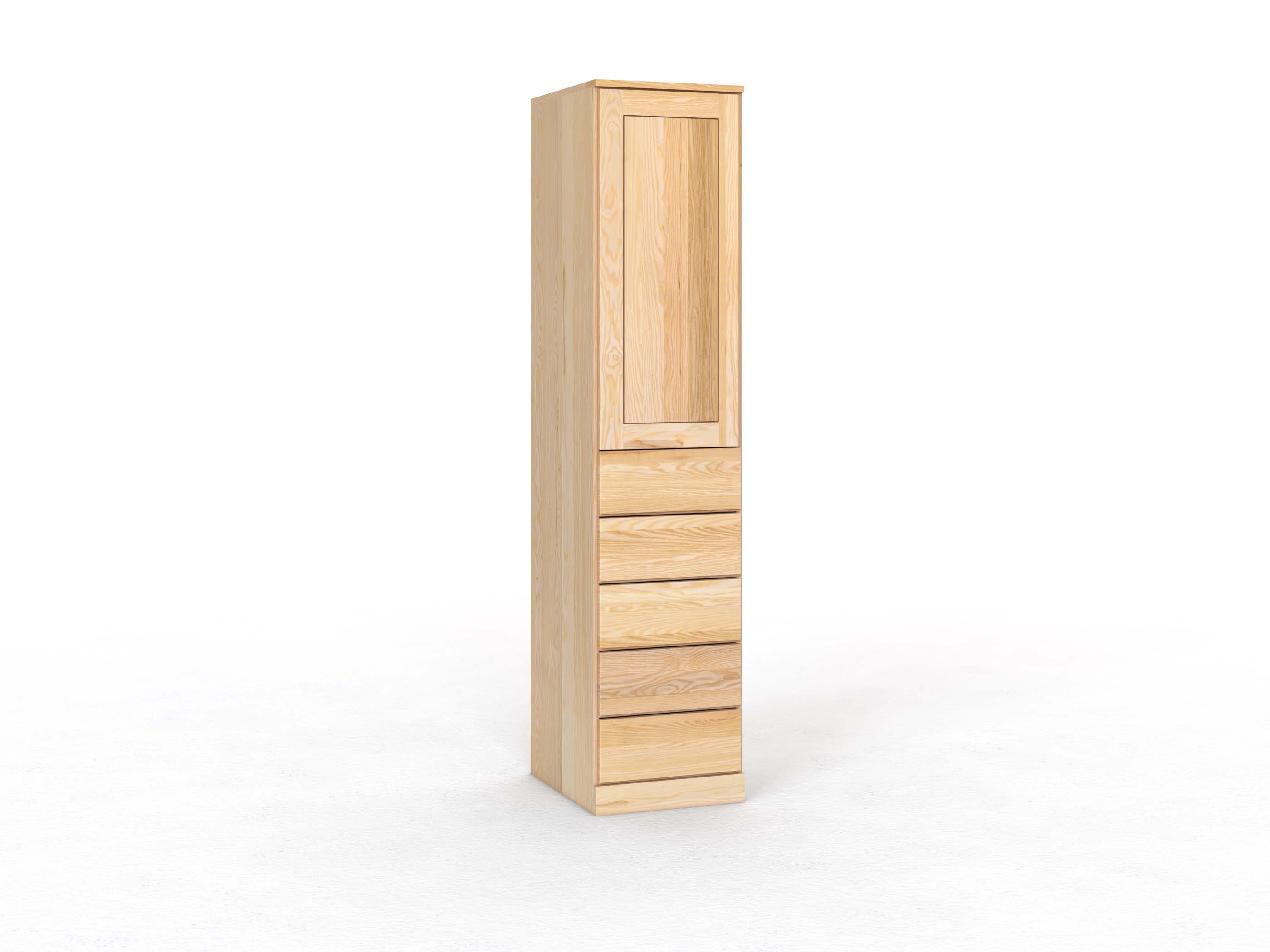 Eschenschrank „Edelweiß“, 1-türig, Höhe 235 cm, Griffleiste A („Patrizia"), mit Schubladen, Türanschlag links (optional)