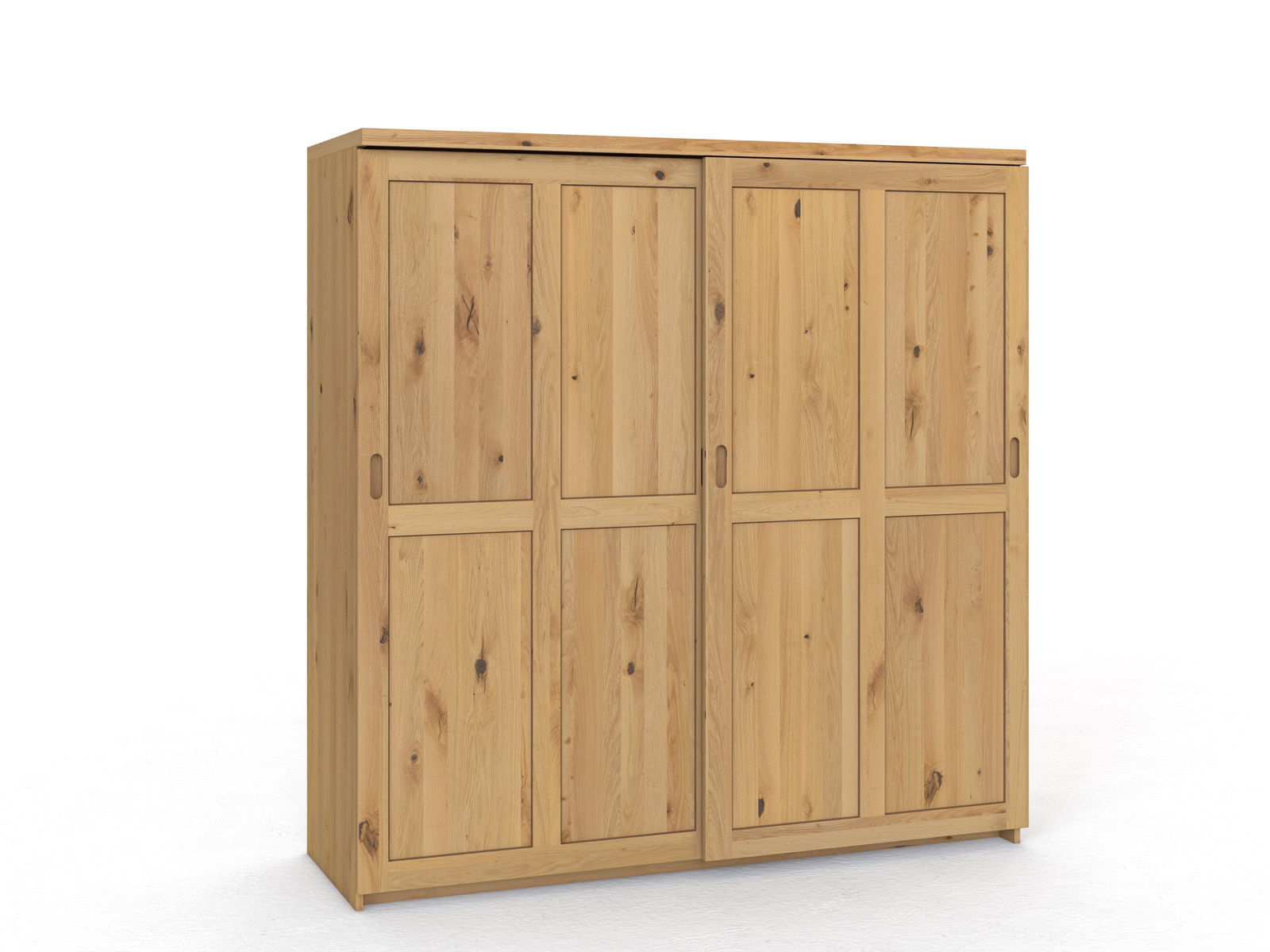 Schiebetüreschrank „Edelweiß" aus Wildeiche Hell, 2-türig breit, Höhe 208 cm