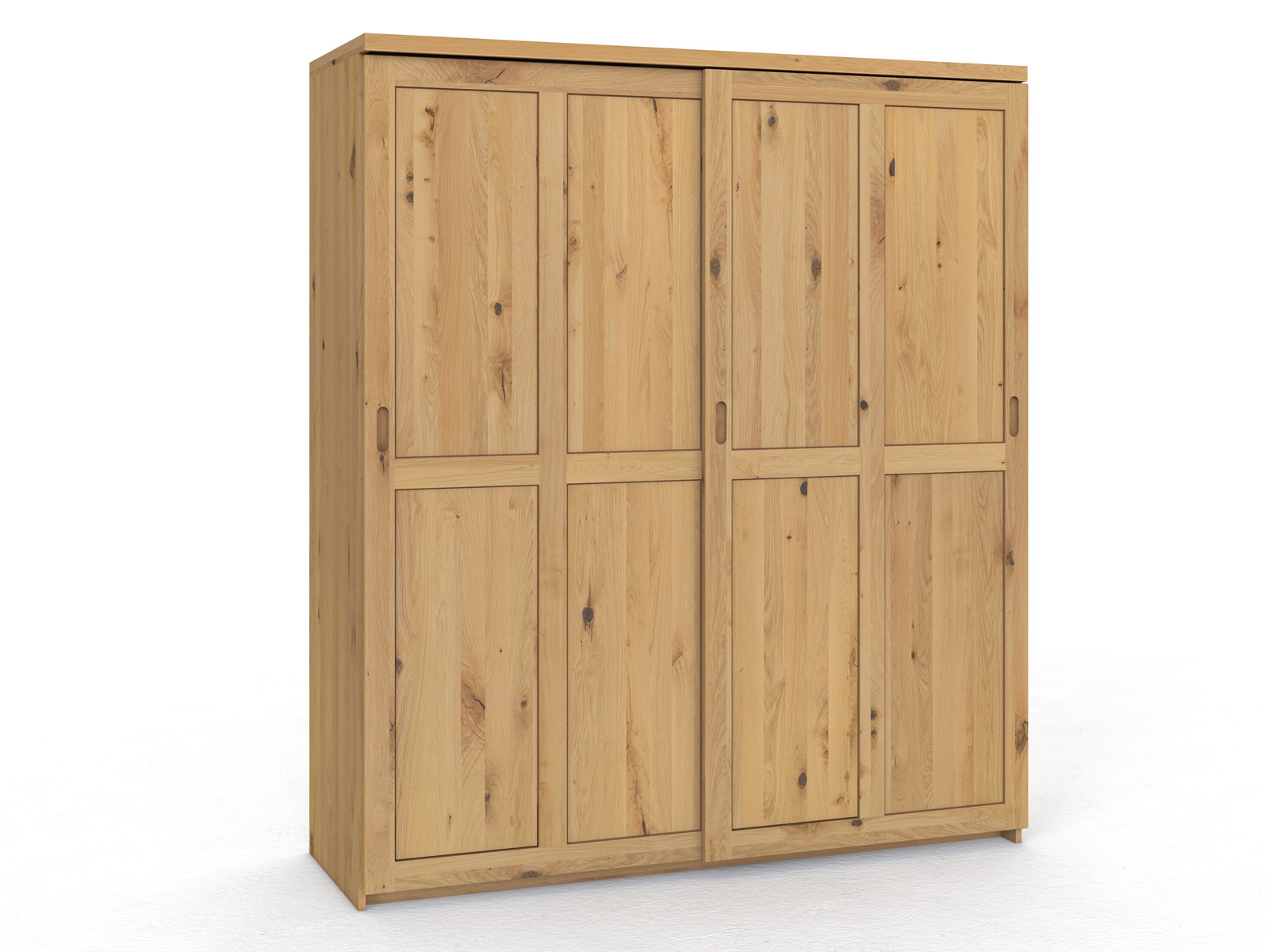 Schiebetüreschrank „Edelweiß" aus Wildeiche Hell, 2-türig breit, Höhe 233 cm
