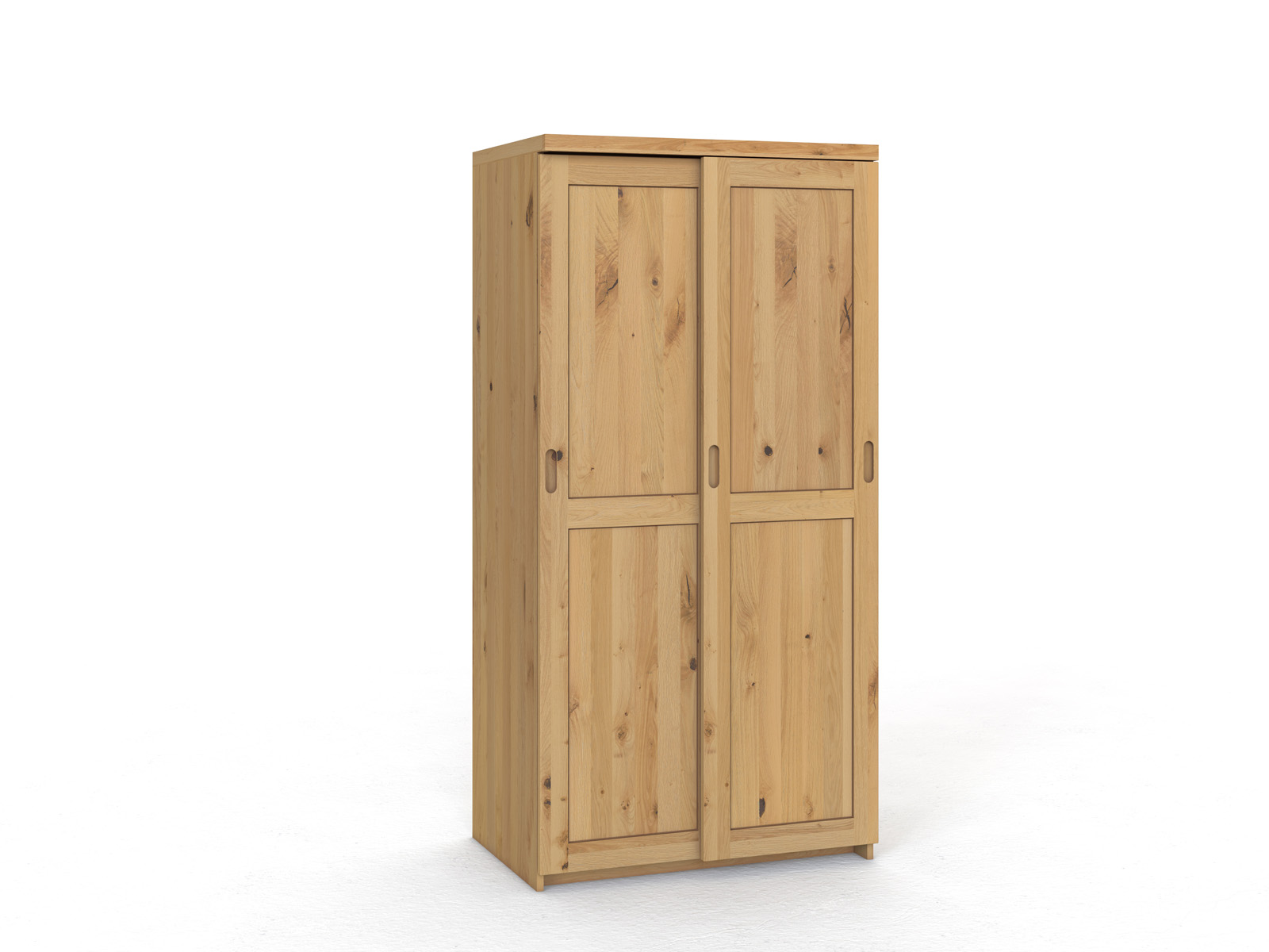 Schiebetüreschrank „Edelweiß" aus Wildeiche Hell, 2-türig schmal, Höhe 208 cm