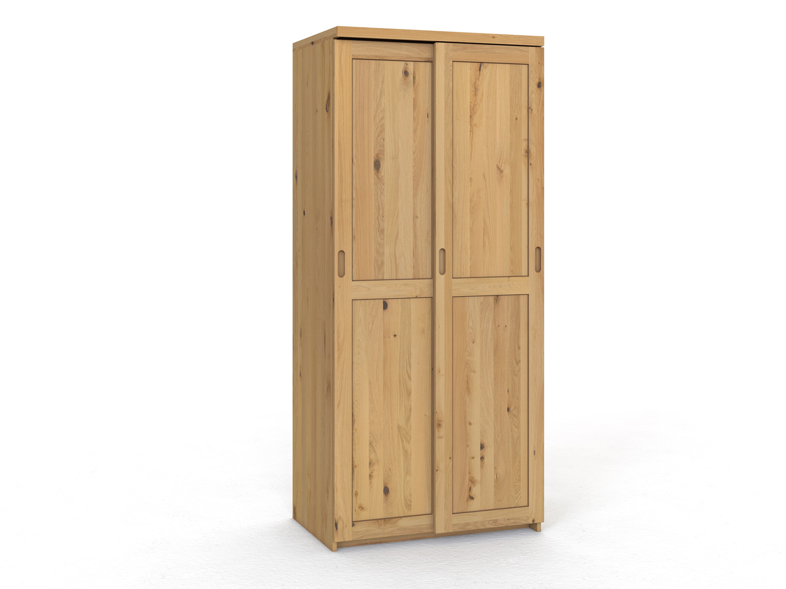 Schiebetüreschrank „Edelweiß" aus Wildeiche Hell, 2-türig schmal, Höhe 233 cm