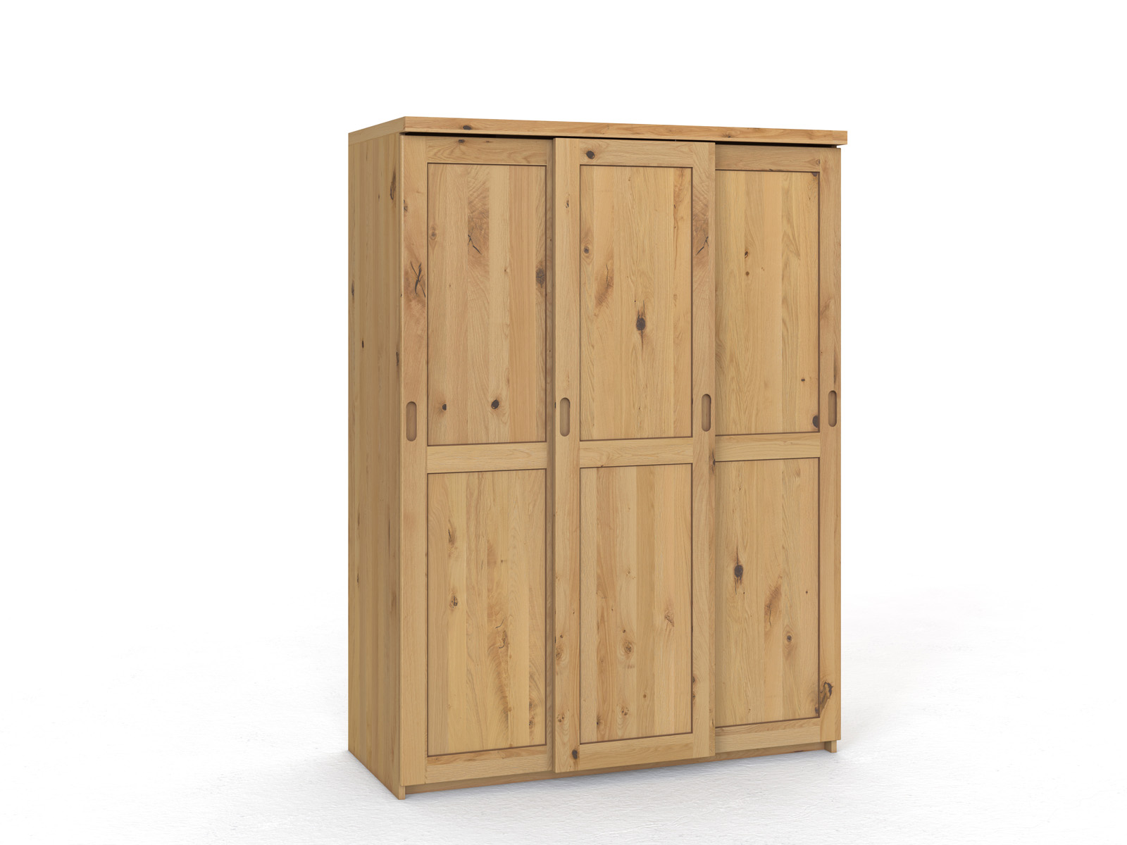 Schiebetüreschrank „Edelweiß" aus Wildeiche Hell, 3-türig schmal, Höhe 208 cm