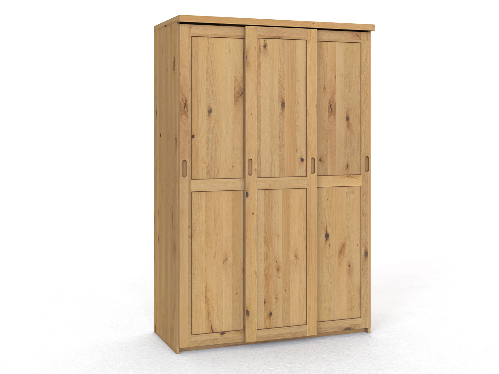 Schiebetüreschrank „Edelweiß" aus Wildeiche Hell, 3-türig schmal, Höhe 233 cm