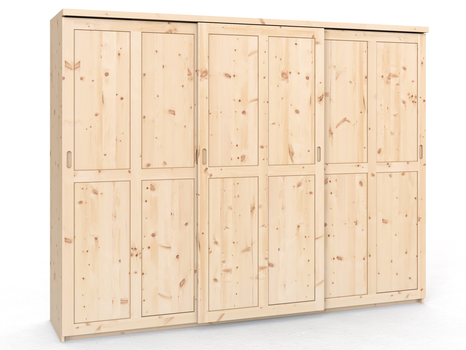 Schiebetüreschrank aus Zirbenholz „Edelweiß" 3-türig breit, Höhe 233 cm