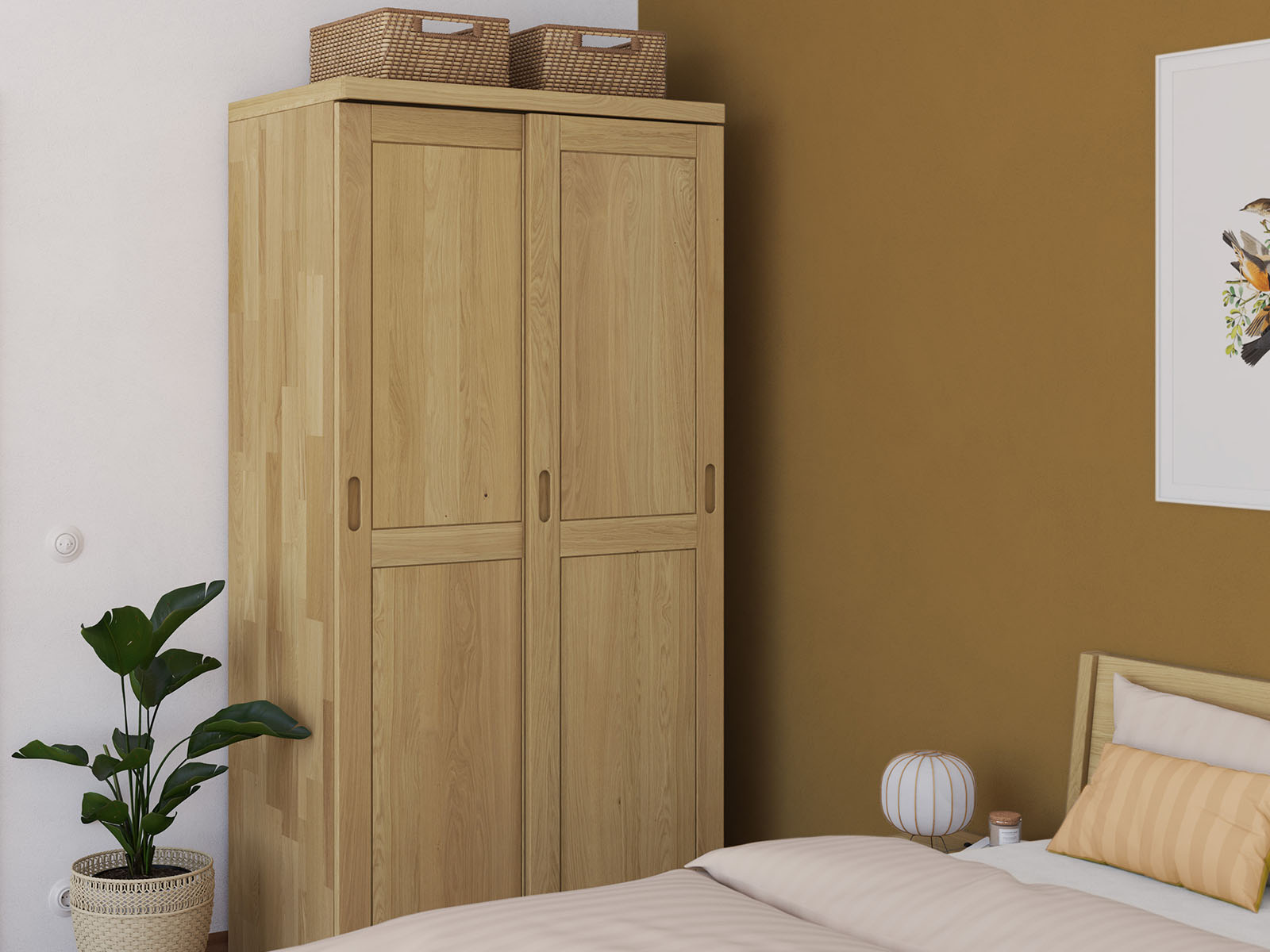 Schrank „Edelweiß" aus Eiche Hell, 2-türig schmal, Höhe 208 cm