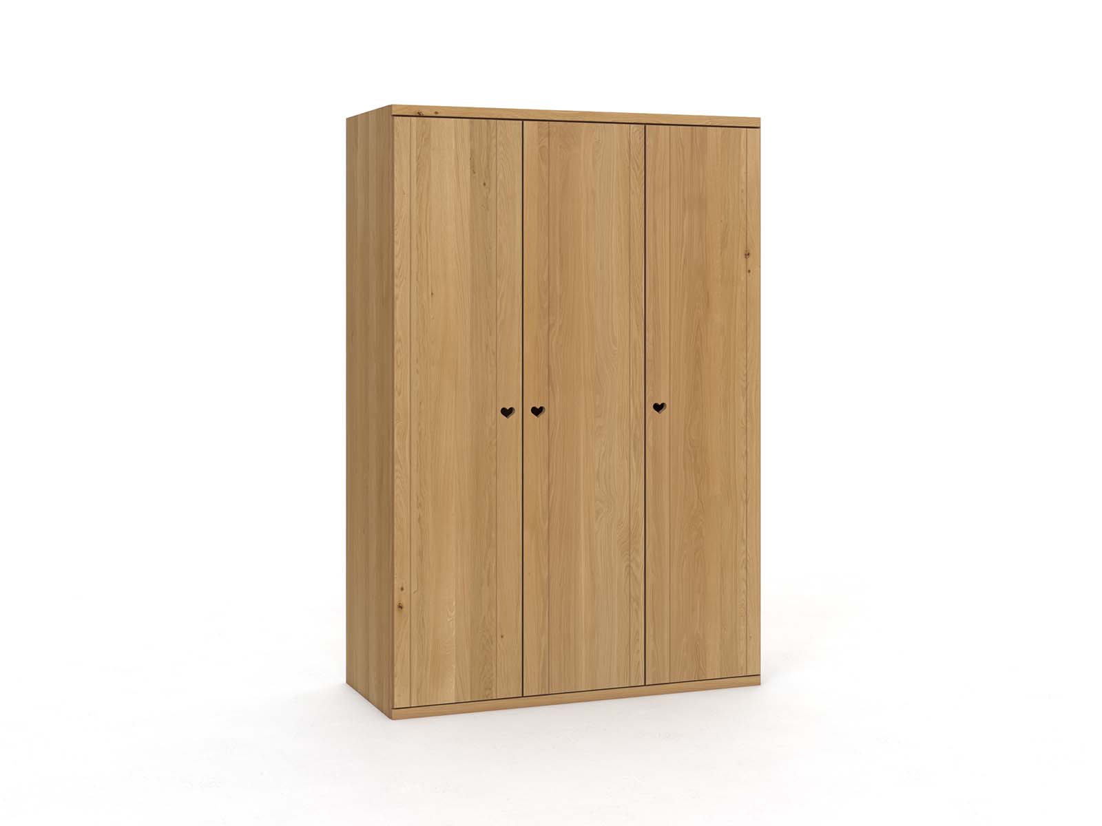 Eichenschrank Hell „Egon“, 3-türig, Höhe 220 cm, Griffausführung „Heidi“