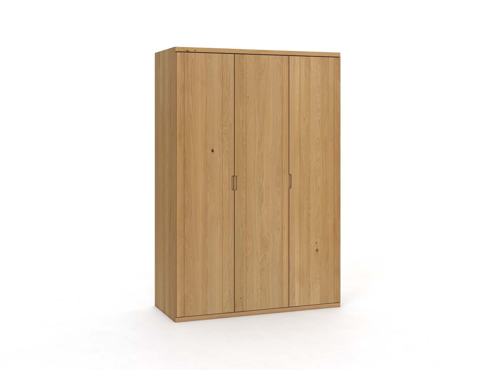 Eichenschrank Hell „Egon“, 3-türig, Höhe 220 cm, Griffausführung „Lukas“