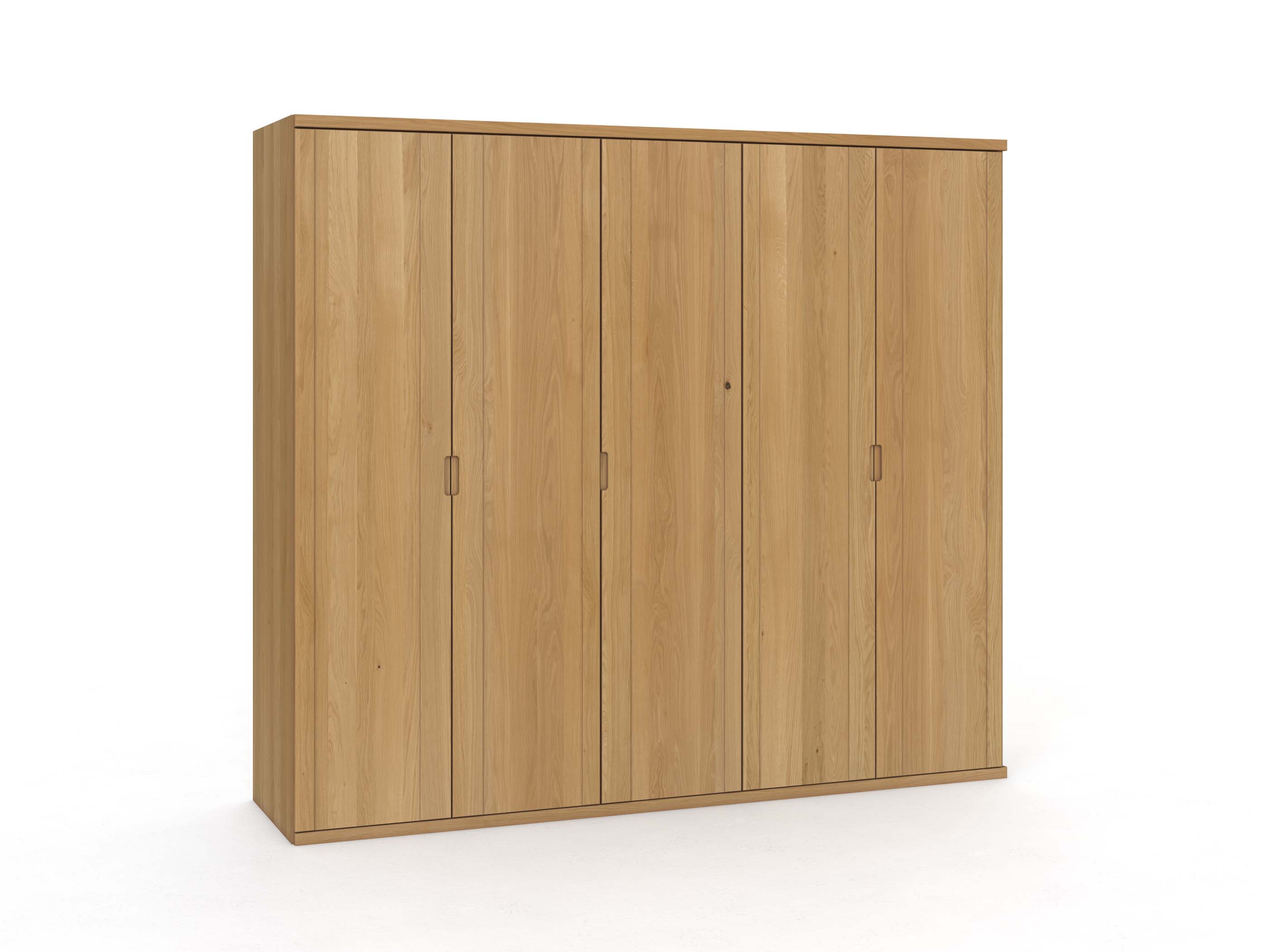 Eichenschrank Hell „Egon“, 5-türig, Höhe 220 cm, Griffausführung „Lukas“