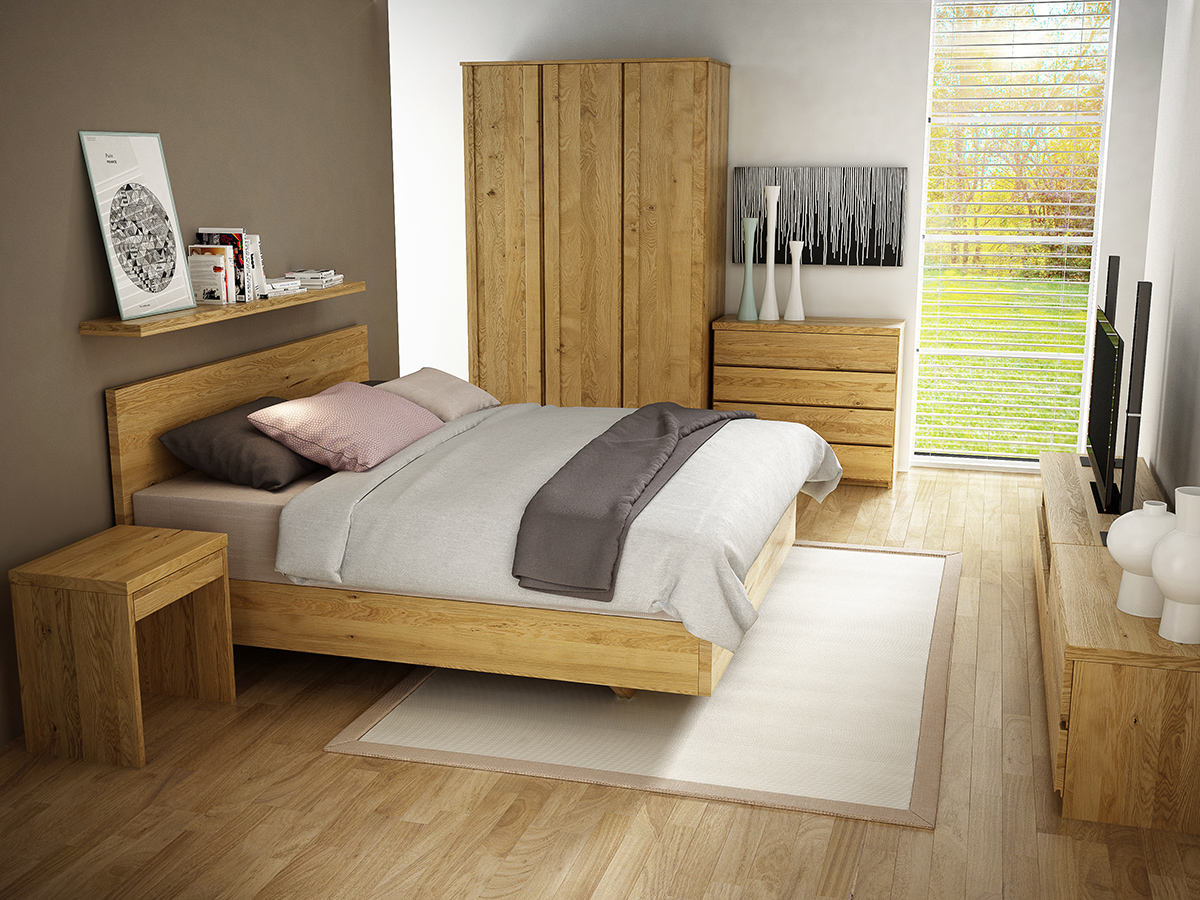 Schlafzimmer mit Eichenkommode „Patrizia“ 100 cm