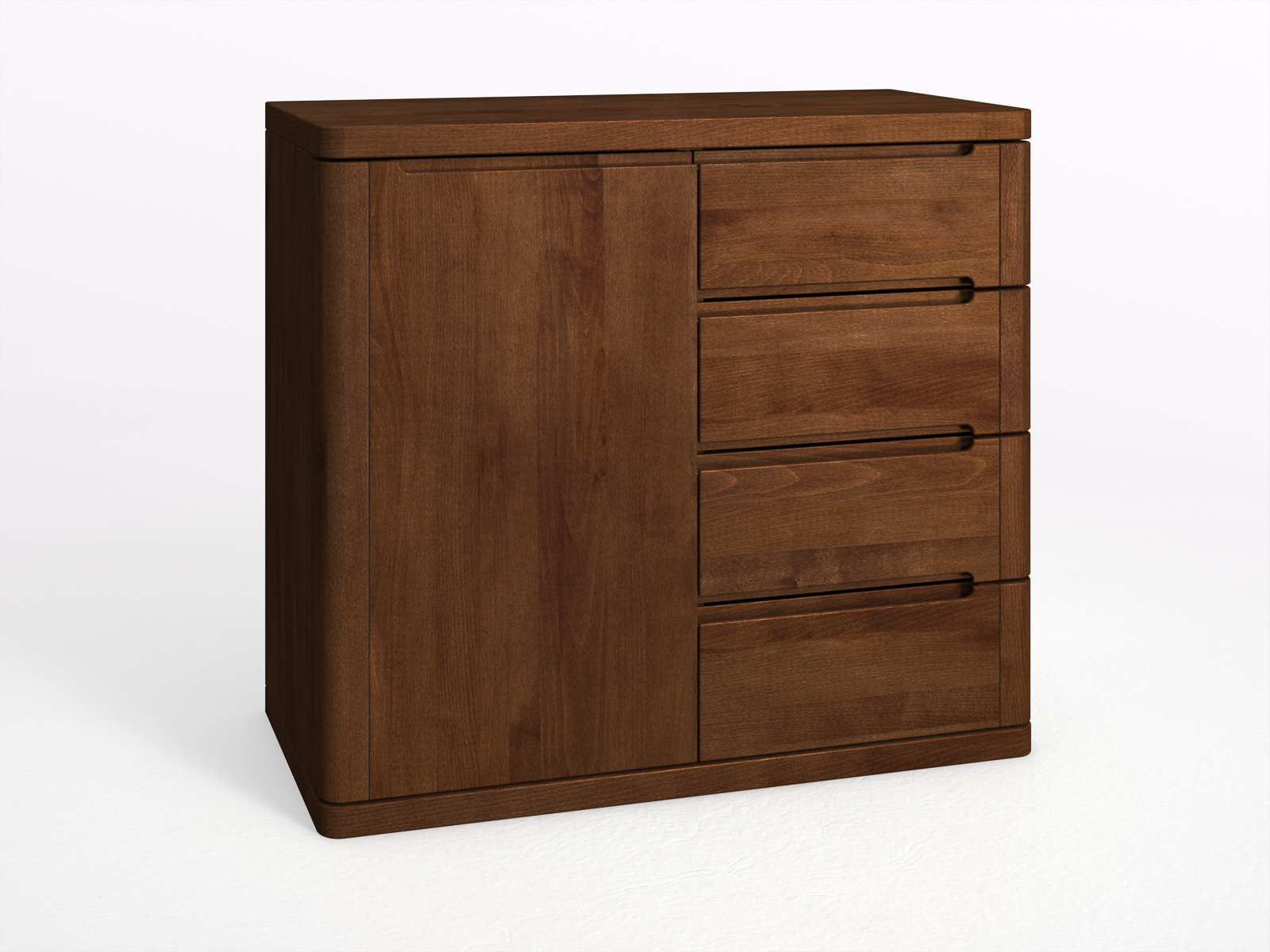 Buchenkommode Dunkel „Ella“ mit 1 Tür und 4 Laden