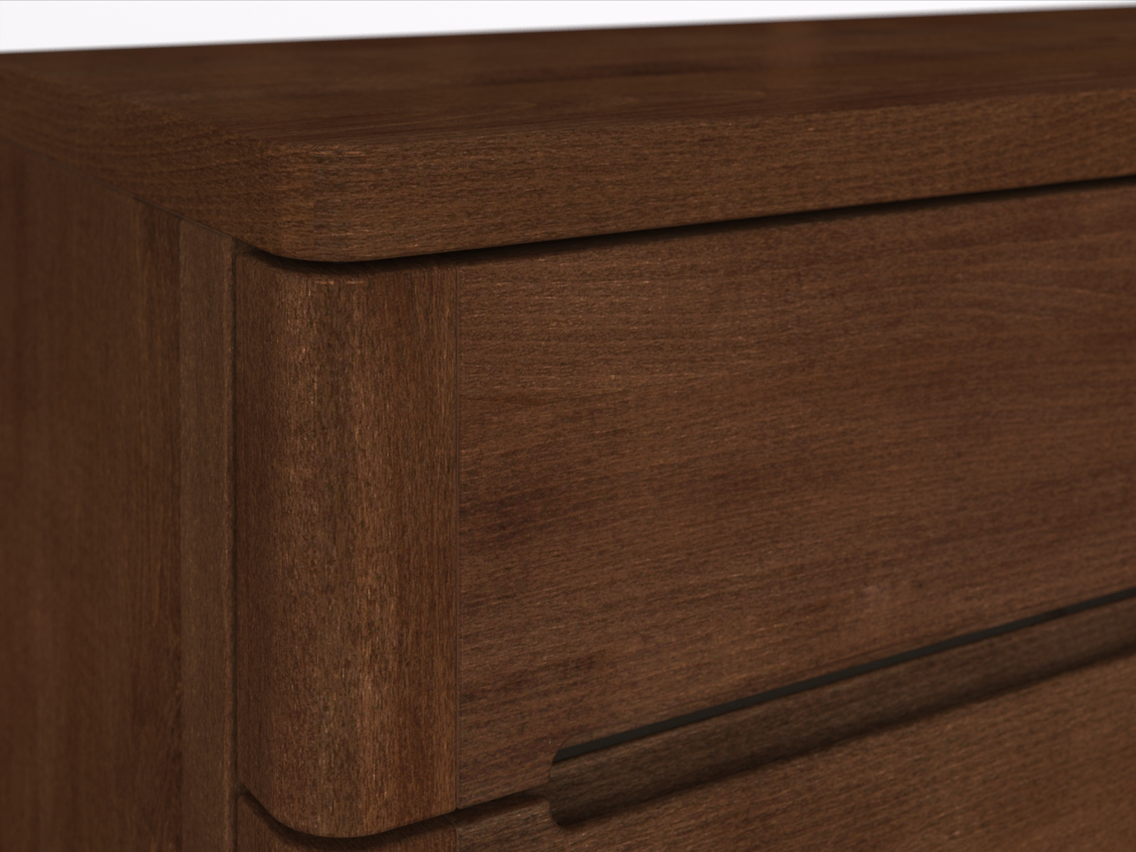 Gerundete Kanten - Buchenkommode Dunkel „Ella“ Detail