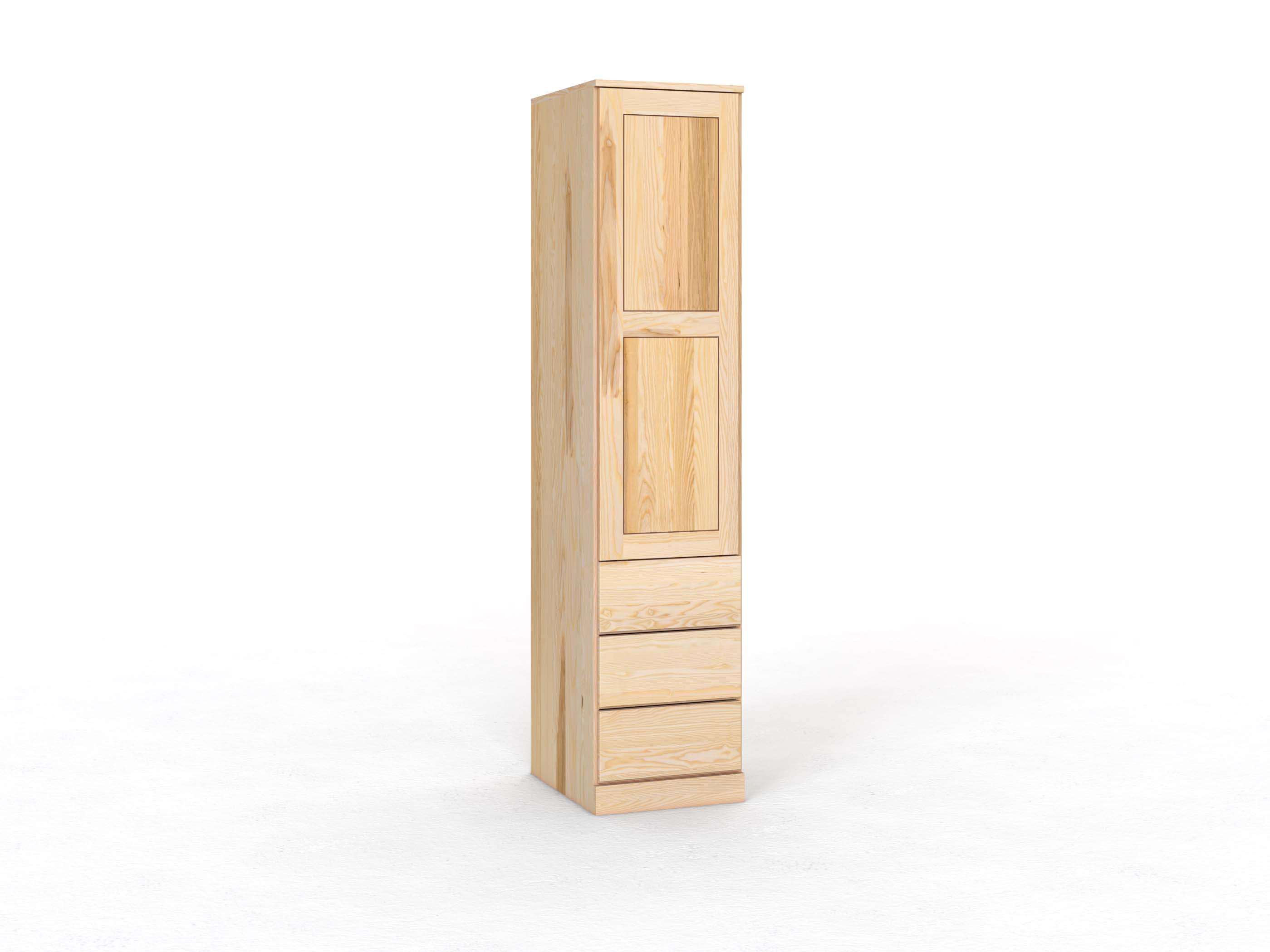 Eschenschrank „Enzian“, 1-türig, Höhe 235 cm, Griffausführung „Patrizia“, mit Schubladen, Türanschlag links