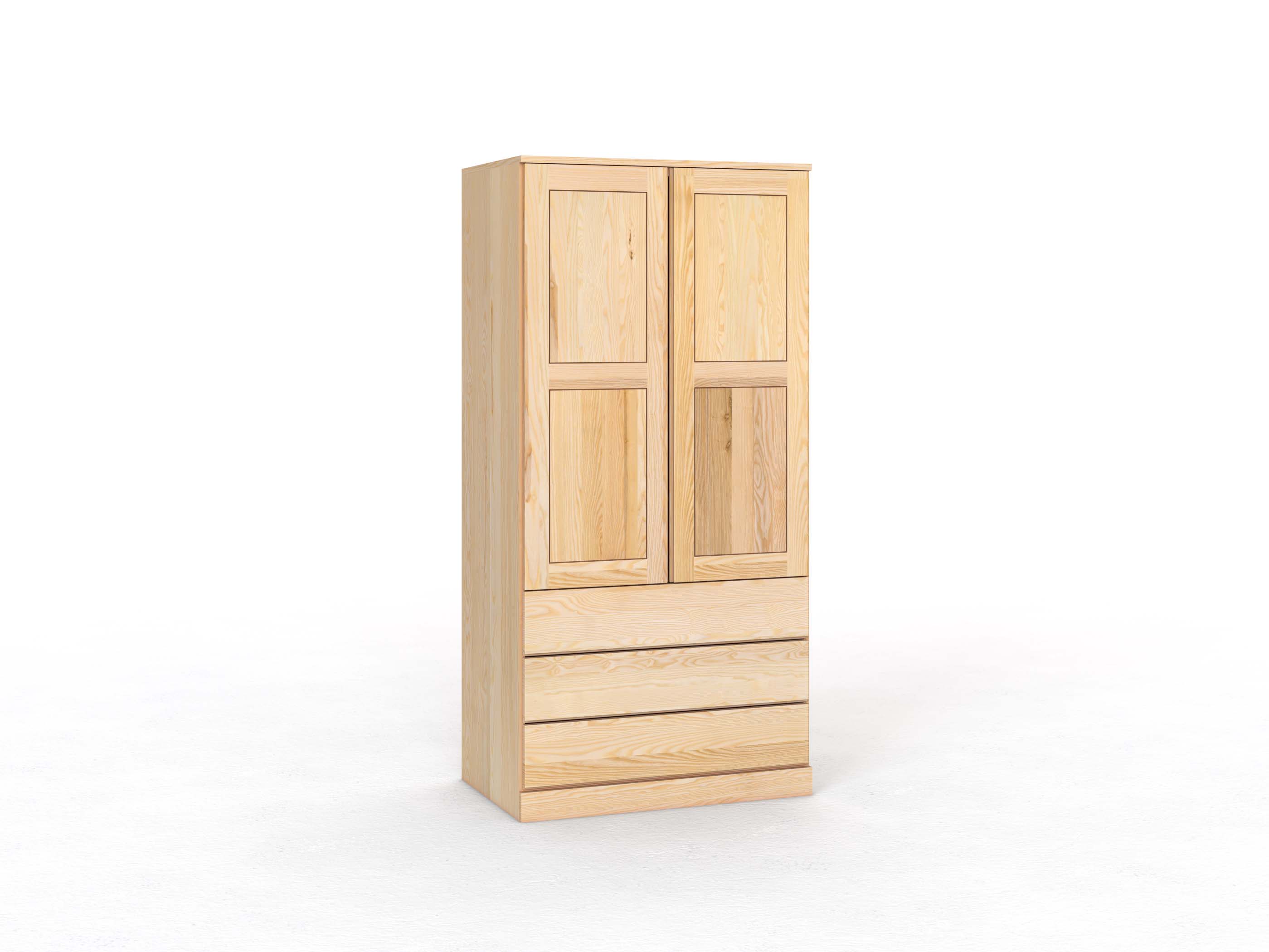 Eschenschrank „Enzian“, 2-türig, Höhe 210 cm, Griffleiste A („Patrizia"), mit Schubladen
