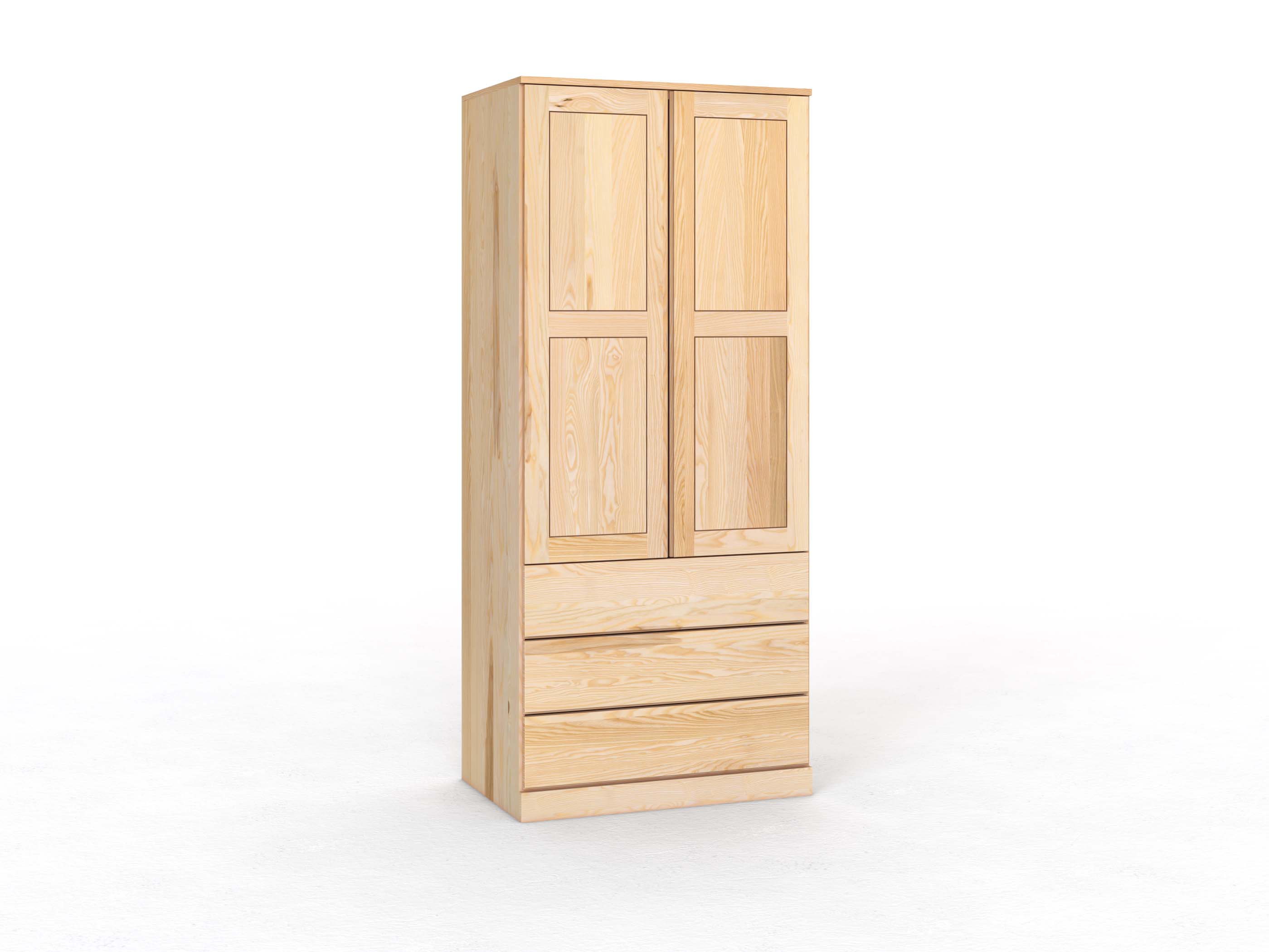 Eschenschrank „Enzian“, 2-türig, Höhe 235 cm, Griffleiste A („Patrizia"), mit Schubladen