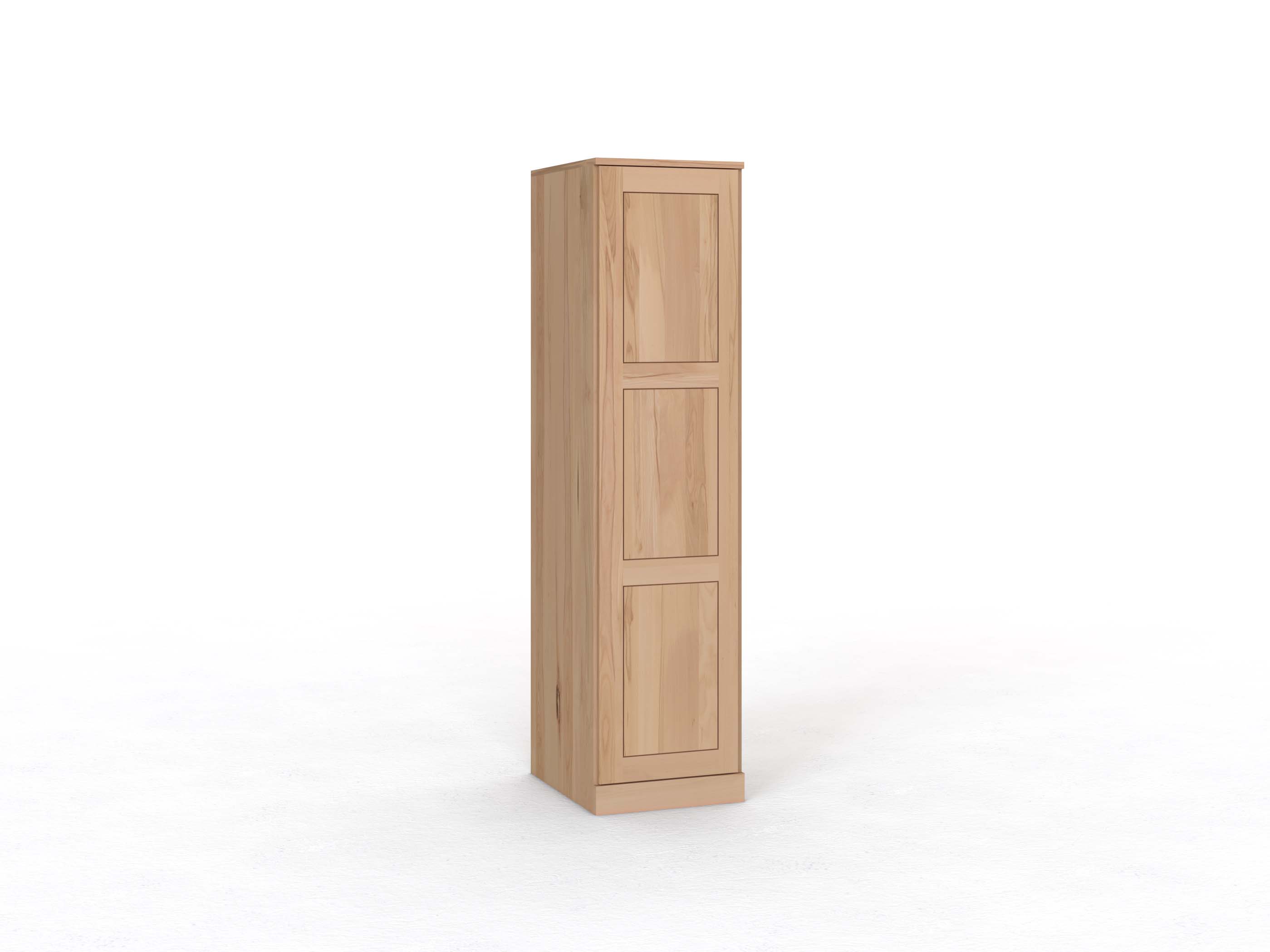 Kernbuchenschrank „Enzian“, 1-türig, Höhe 210 cm, Griffleiste A („Patrizia“), Türanschlag links