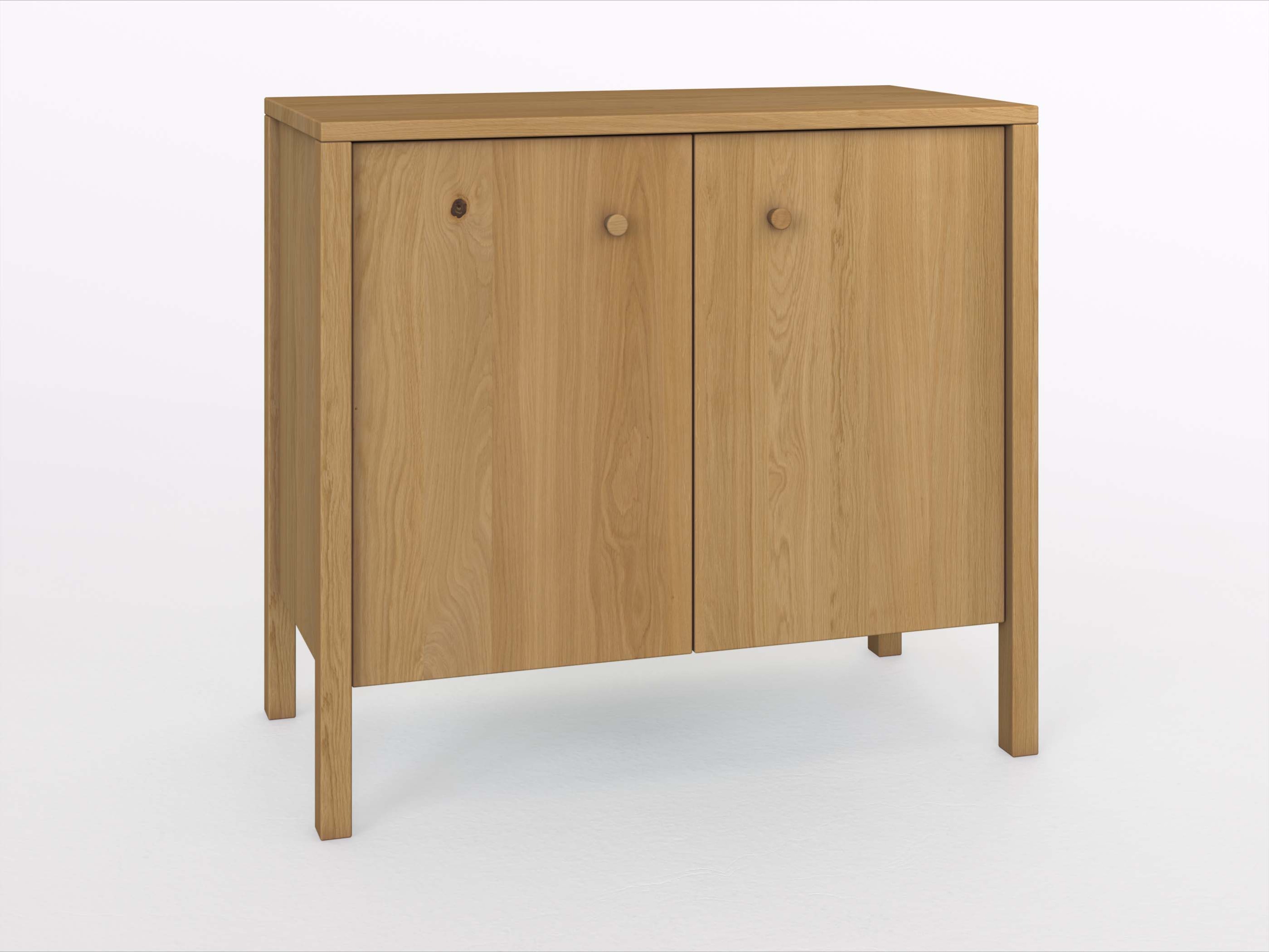 Eichenkommode Hell „Gustav“ 100 cm mit Türen, Griff: Kasper