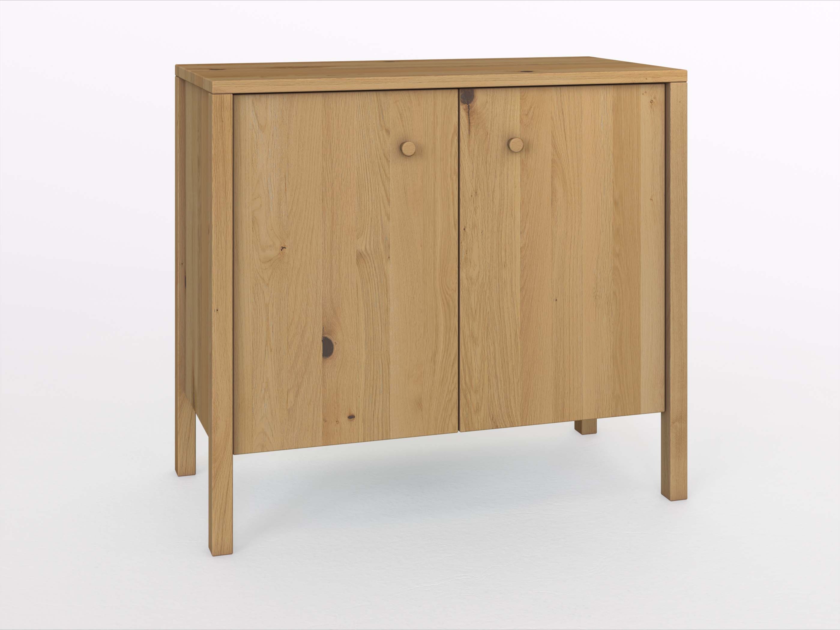 Wildeichenkommode Hell „Gustav“ 100 cm mit Türen, Griff: Kasper