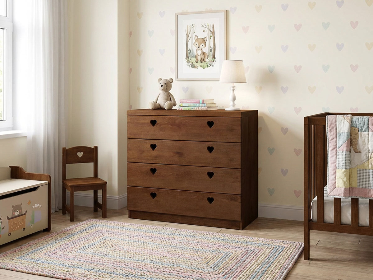 Buchenkommode Dunkel „Heidi“ mit 4 Laden