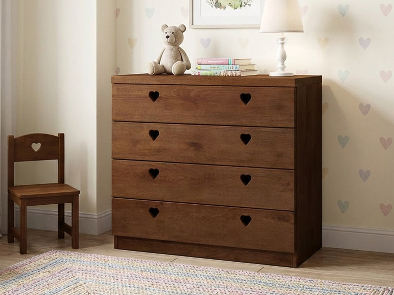 Buchenkommode Dunkel „Heidi“ mit 4 Laden