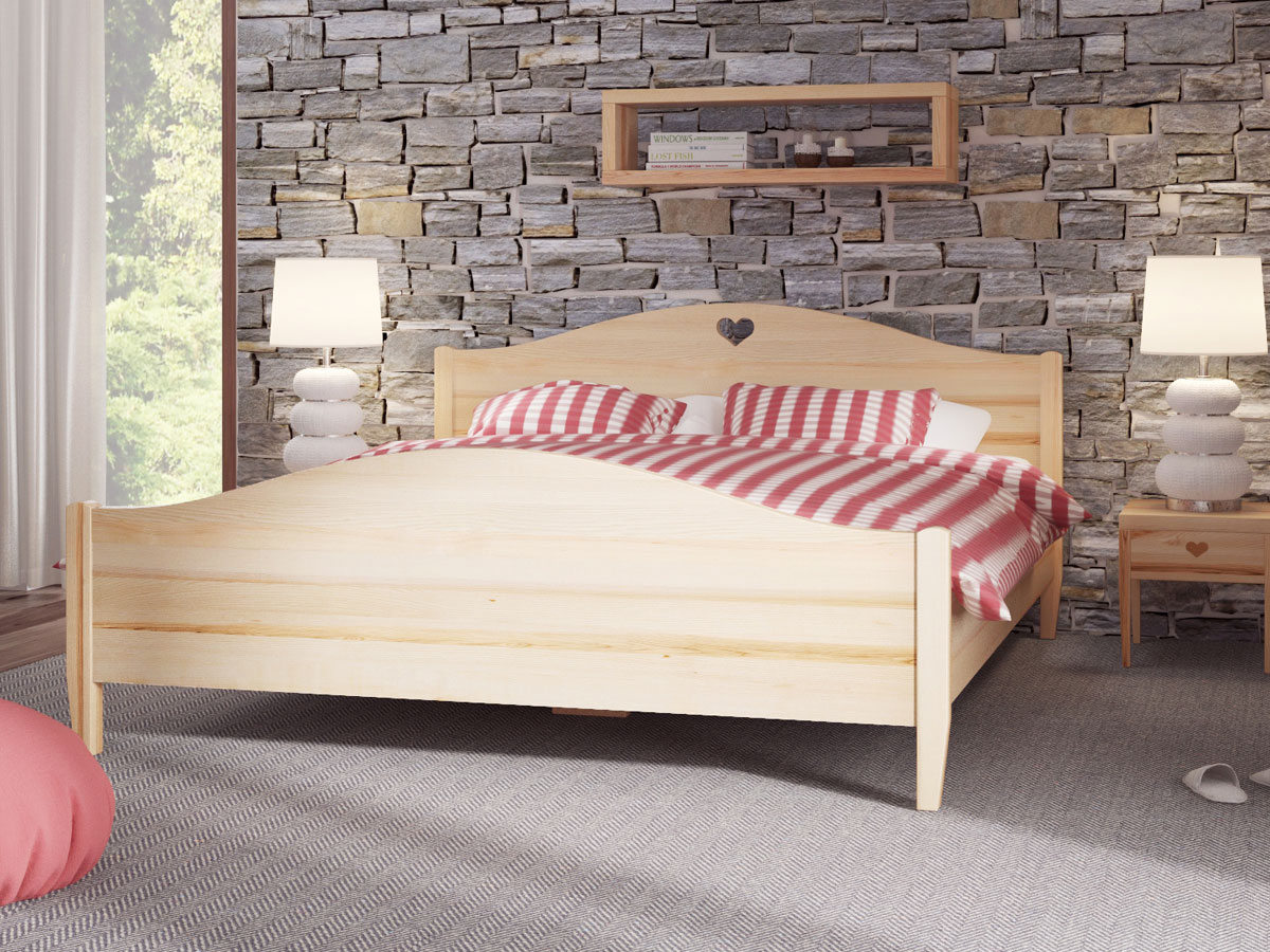Schlafzimmer mit Nachtkästchen aus Esche „Heidi“ in Standardhöhe