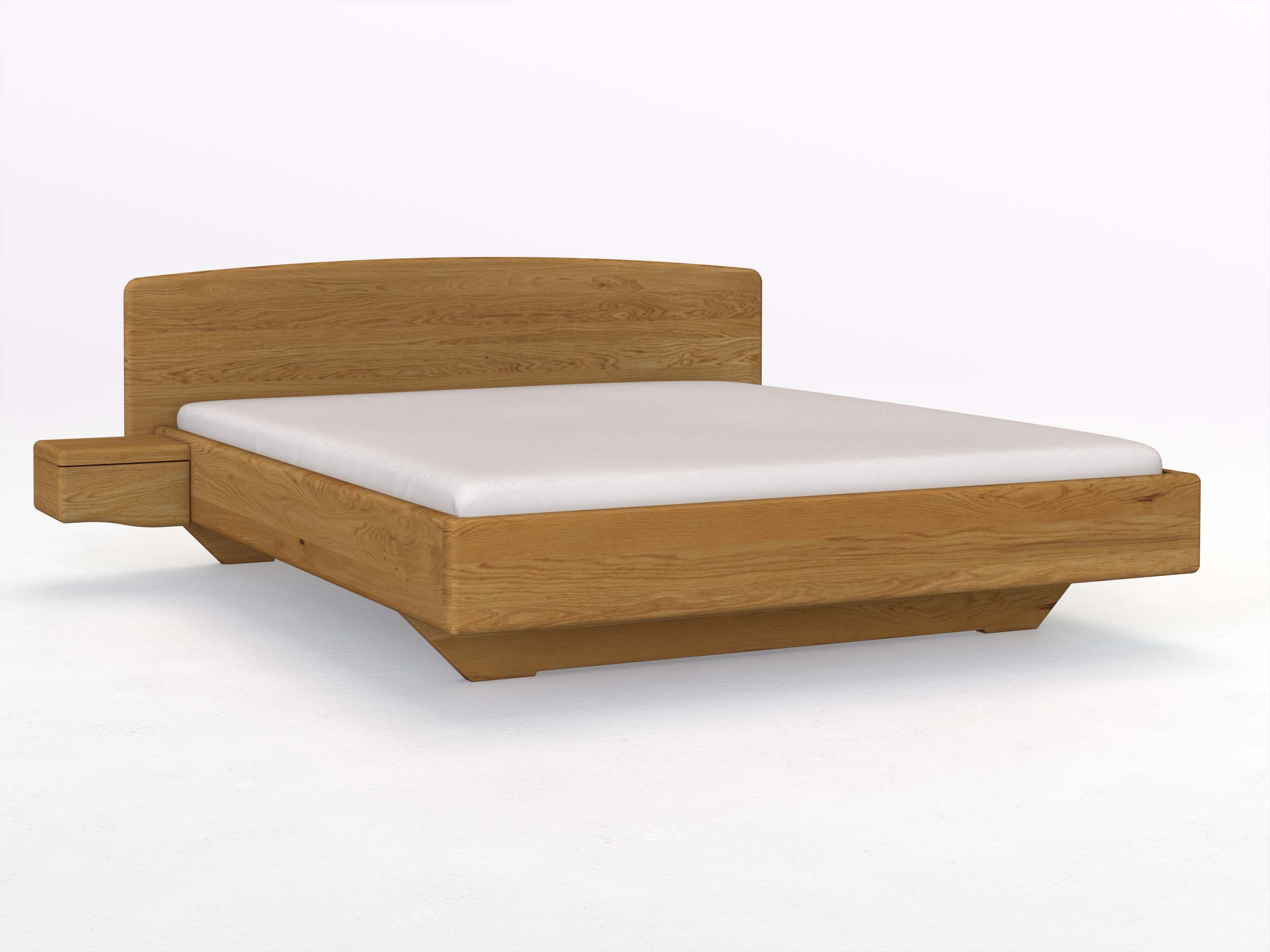 Eichenbett „Johanna“ in 180 x 200 cm, mit zwei Nachttischen Griff: Welle