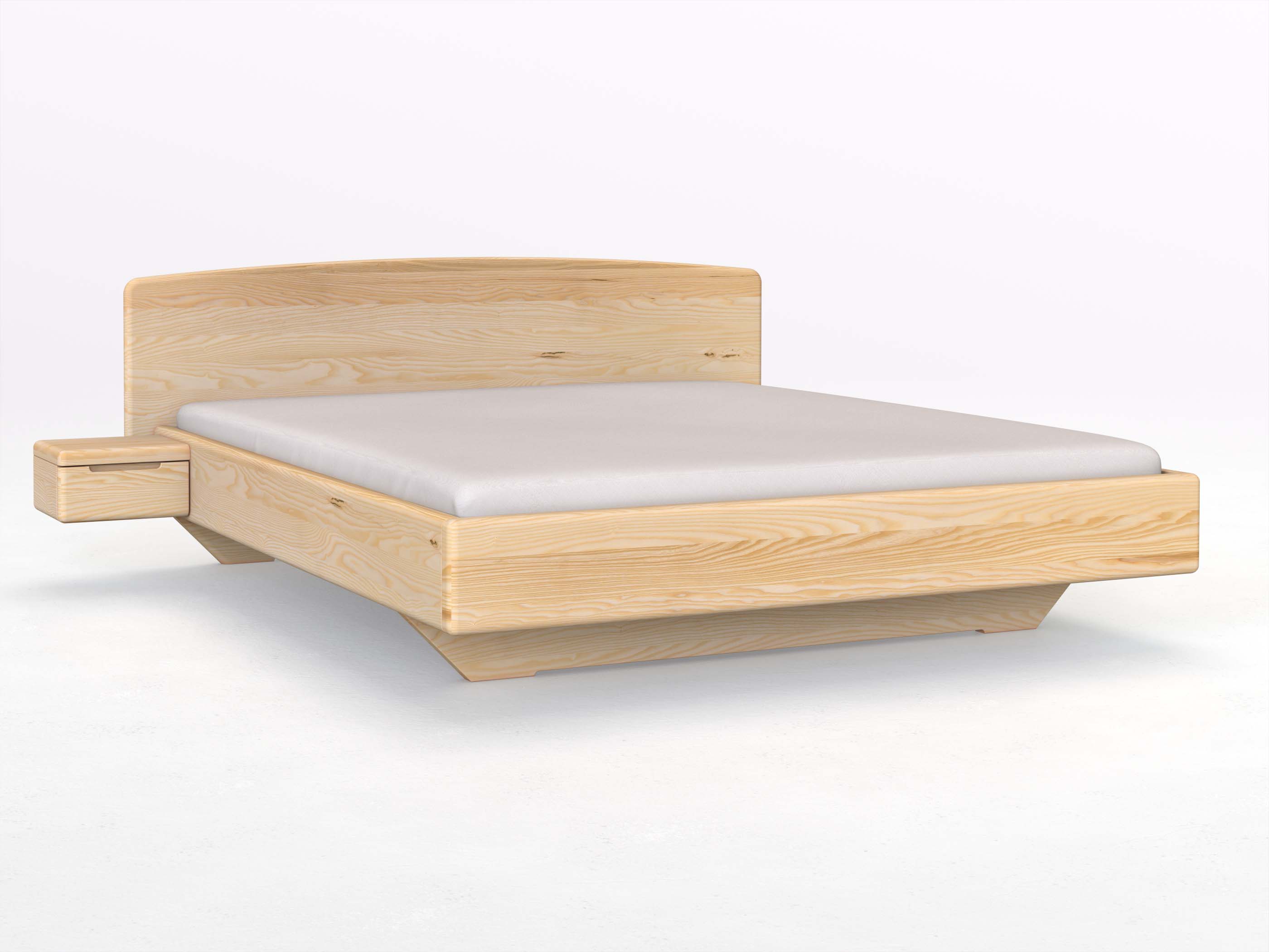 Eschenbett „Johanna“ in 180 x 200 cm, mit zwei Nachttische Griff: Griffleiste B