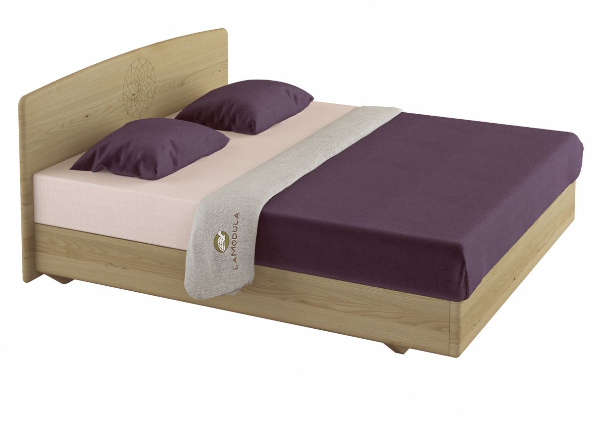 Kastanienbett „Valentina" Boxspring 180 x 200 cm mit Gravur und gewölbtem Kopfteil