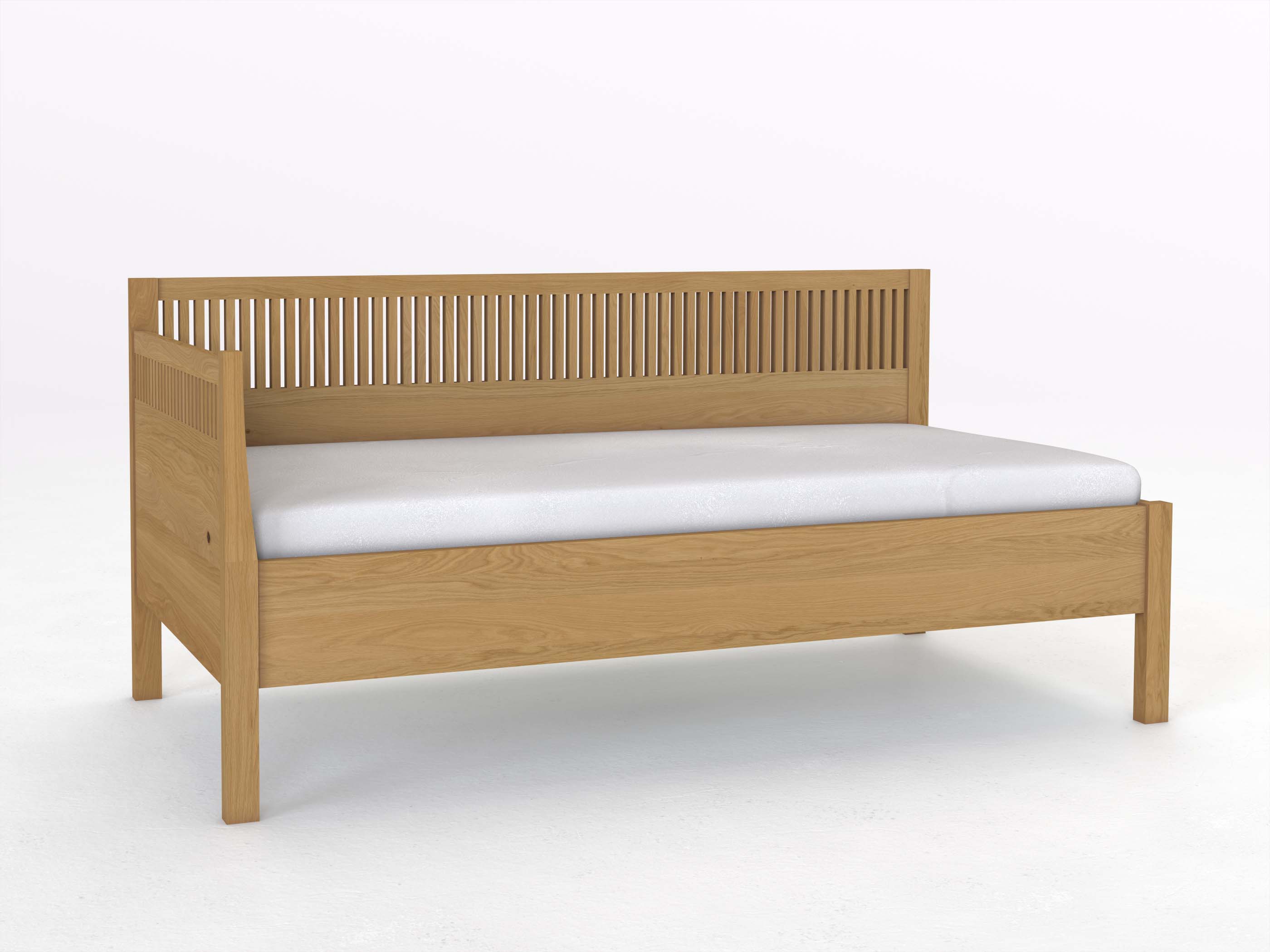 Sofabett „Julia“ aus Eiche Hell in den Maßen 90 x 200 cm - mit Armlehne links