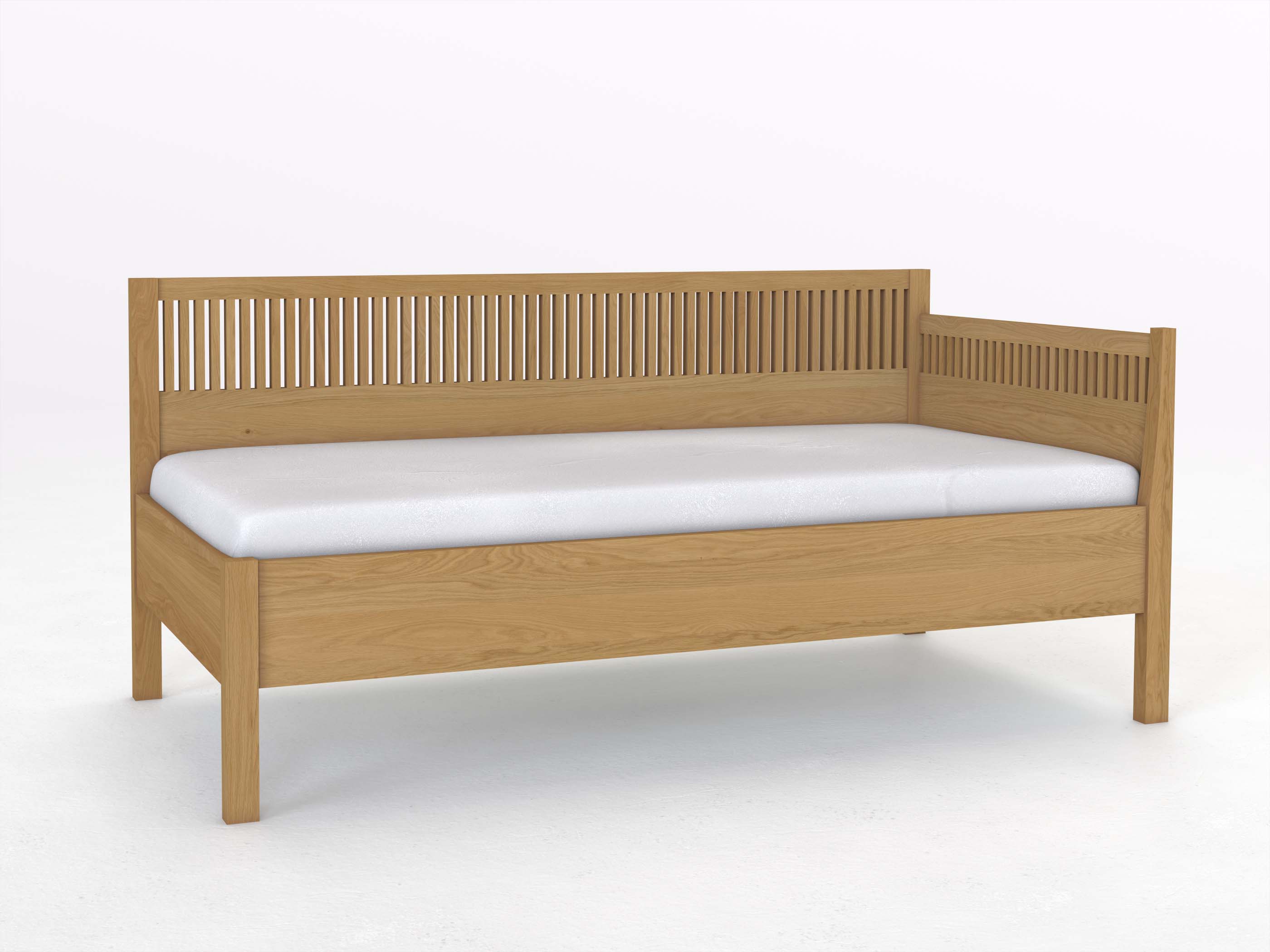 Sofabett „Julia“ aus Eiche Hell in den Maßen 90 x 200 cm - mit Armlehne rechts