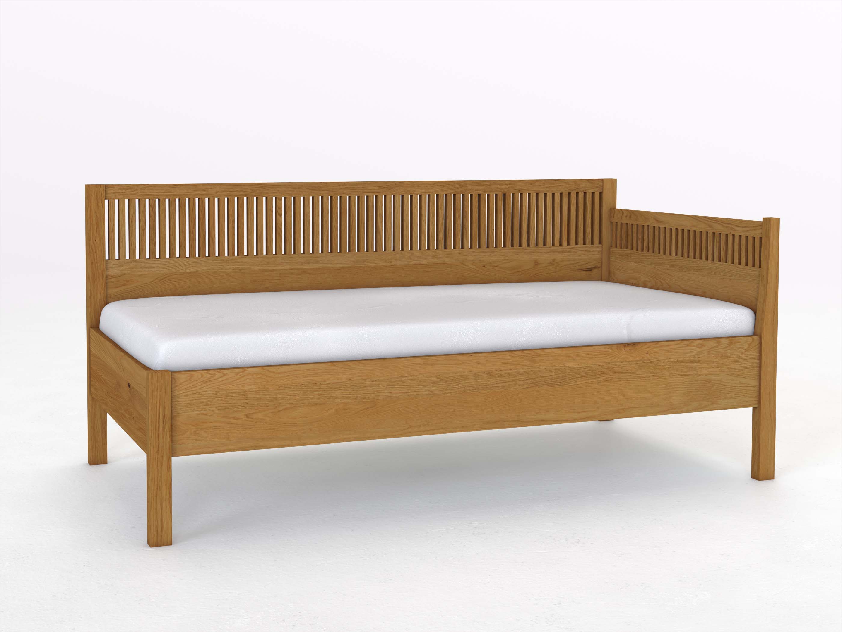 Sofabett „Julia“ aus Eiche in den Maßen 90 x 200 cm - mit Armlehne rechts