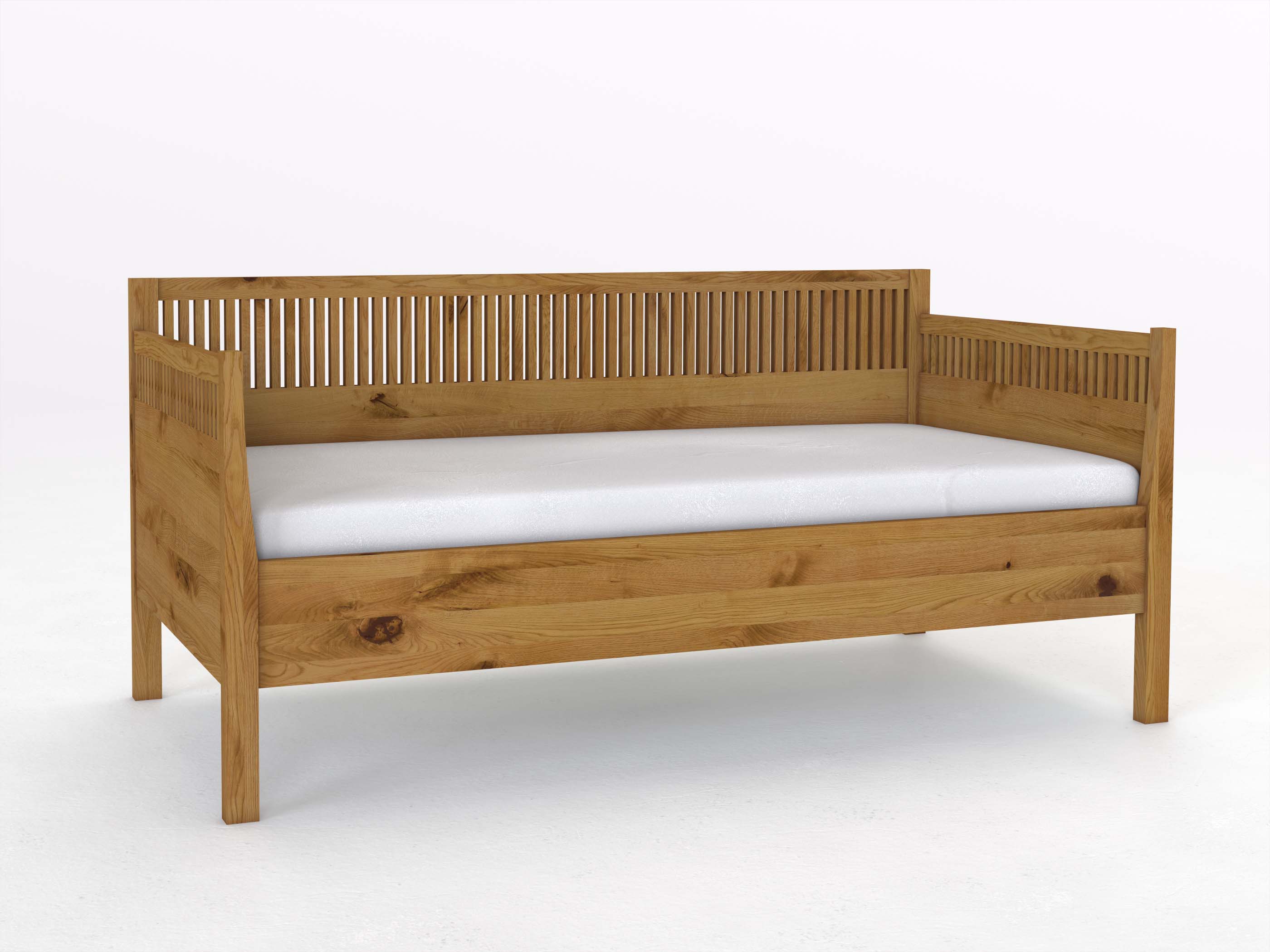 Sofabett „Julia“ aus Wildeiche in den Maßen 90 x 200 cm - mit zwei Armlehnen