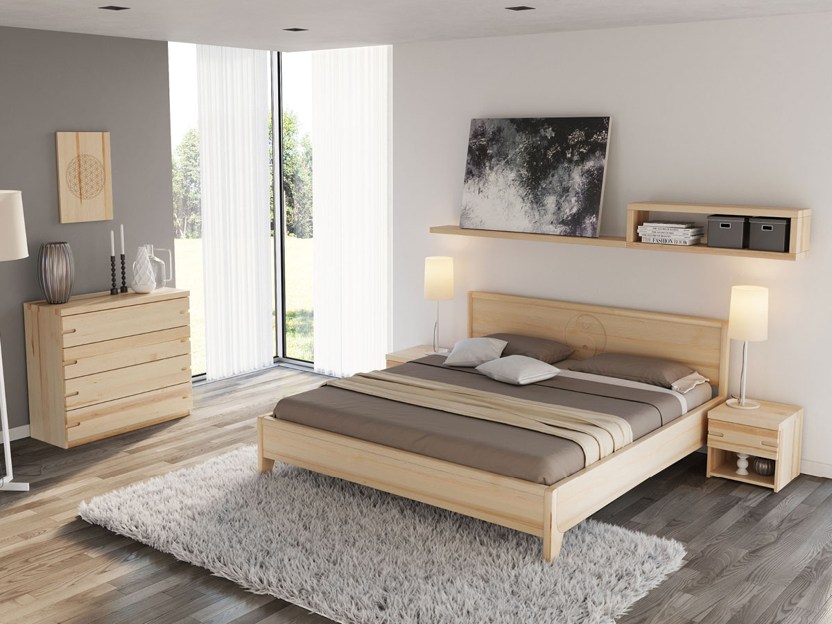 Schlafzimmer mit Nachtkästchen aus Esche „Stefan duo“