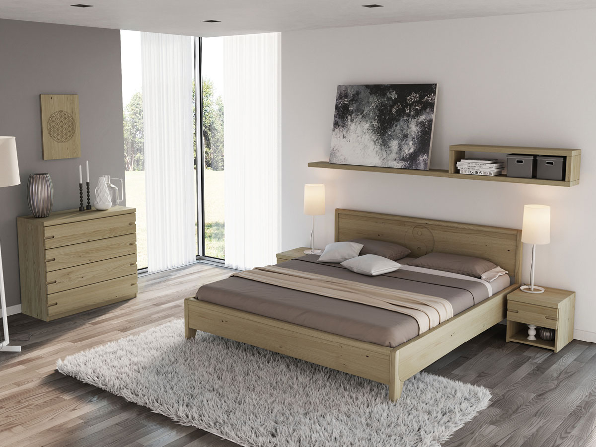Schlafzimmer in Kastanie mit Kommode „Stefan“ 100 cm