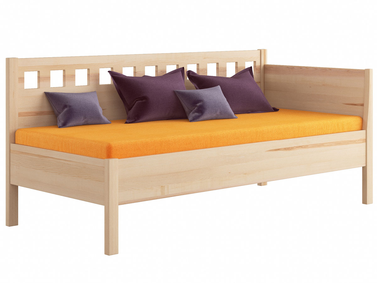 Eschen-Sofabett "Katrin" 90 x 200 cm - mit Armlehne rechts, metallfrei