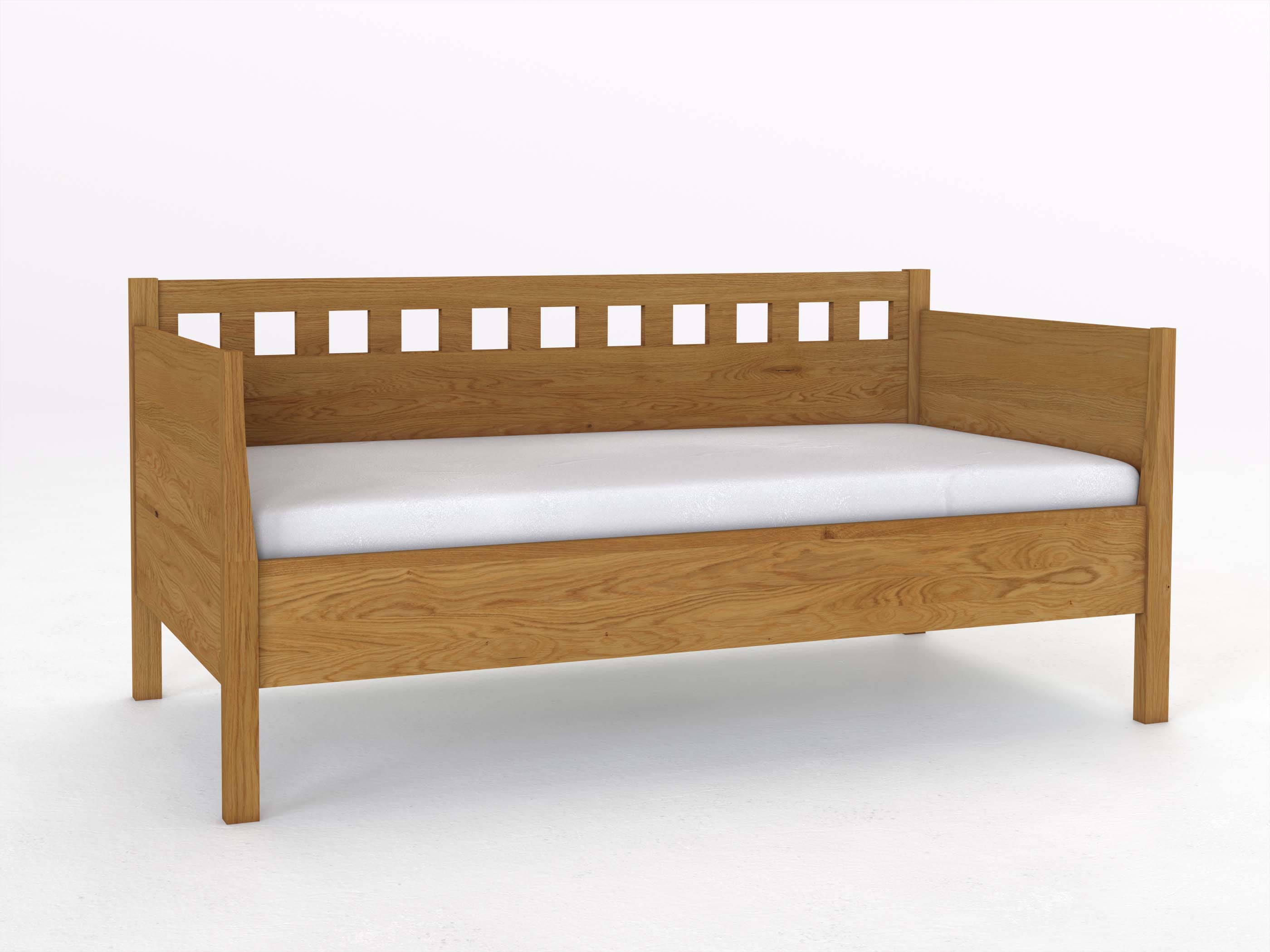 Sofabett „Katrin“ aus Eiche in den Maßen 90 x 200 cm - mit zwei Armlehnen