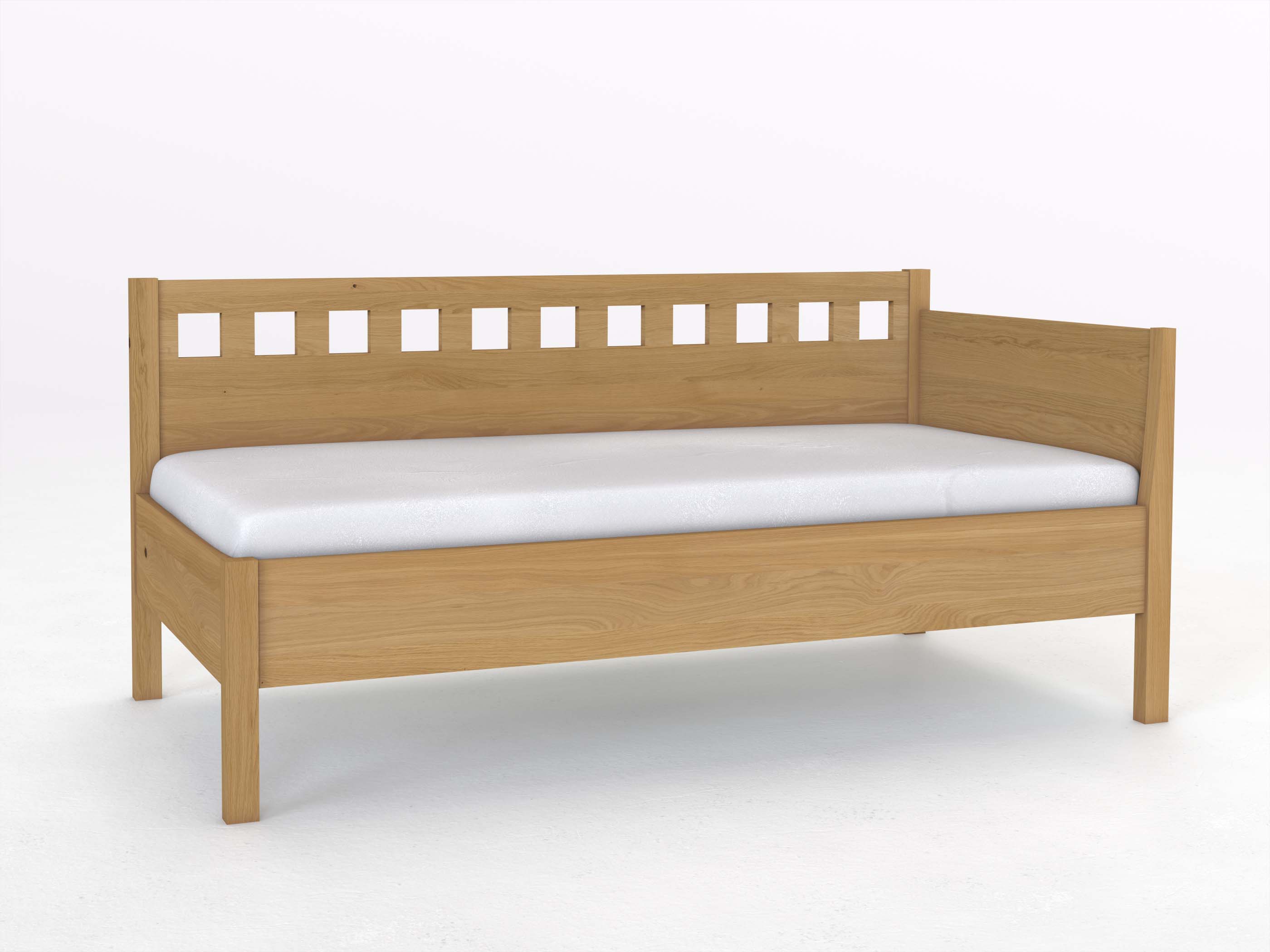 Sofabett „Katrin“ aus Eiche Hell in den Maßen 90 x 200 cm - mit Armlehne rechts